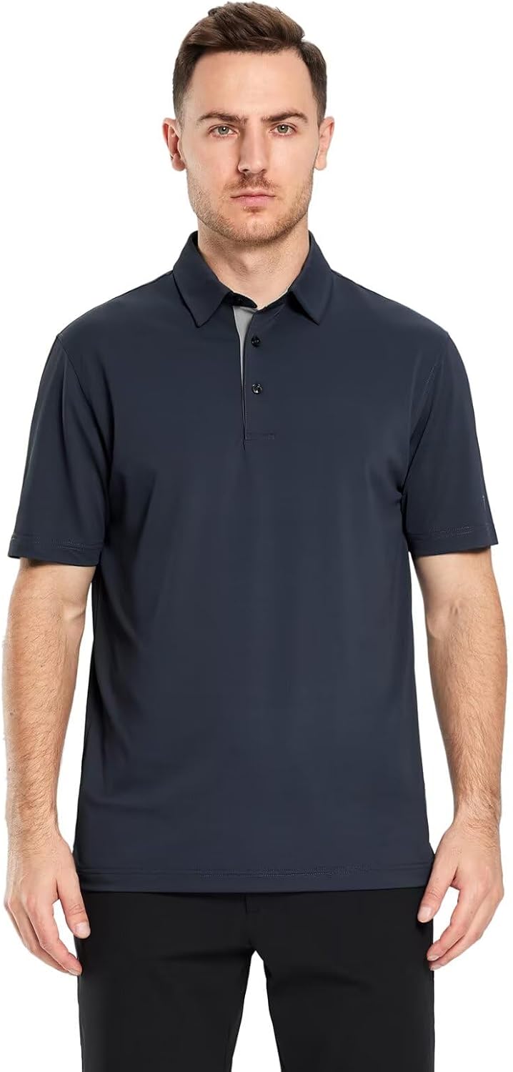 Detalle 2 de Men’s Golf Polo Shirt (Short & Long Sleeve) Moisture-Wicking Dry-Fit Performance Solid Pique