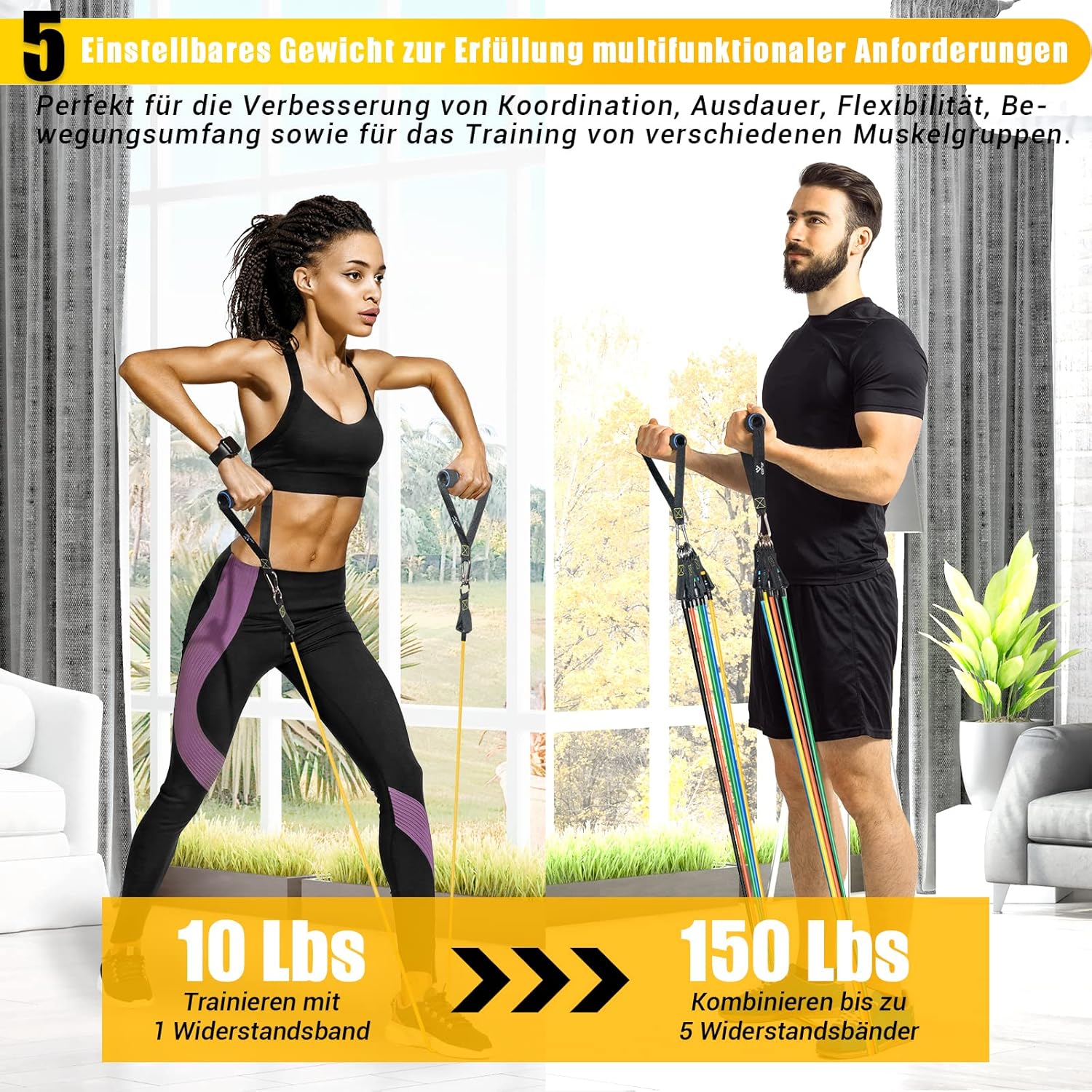 Thumbnail 1 de Resistance Bands Set 5 Stufen 150 lbs 🏋
