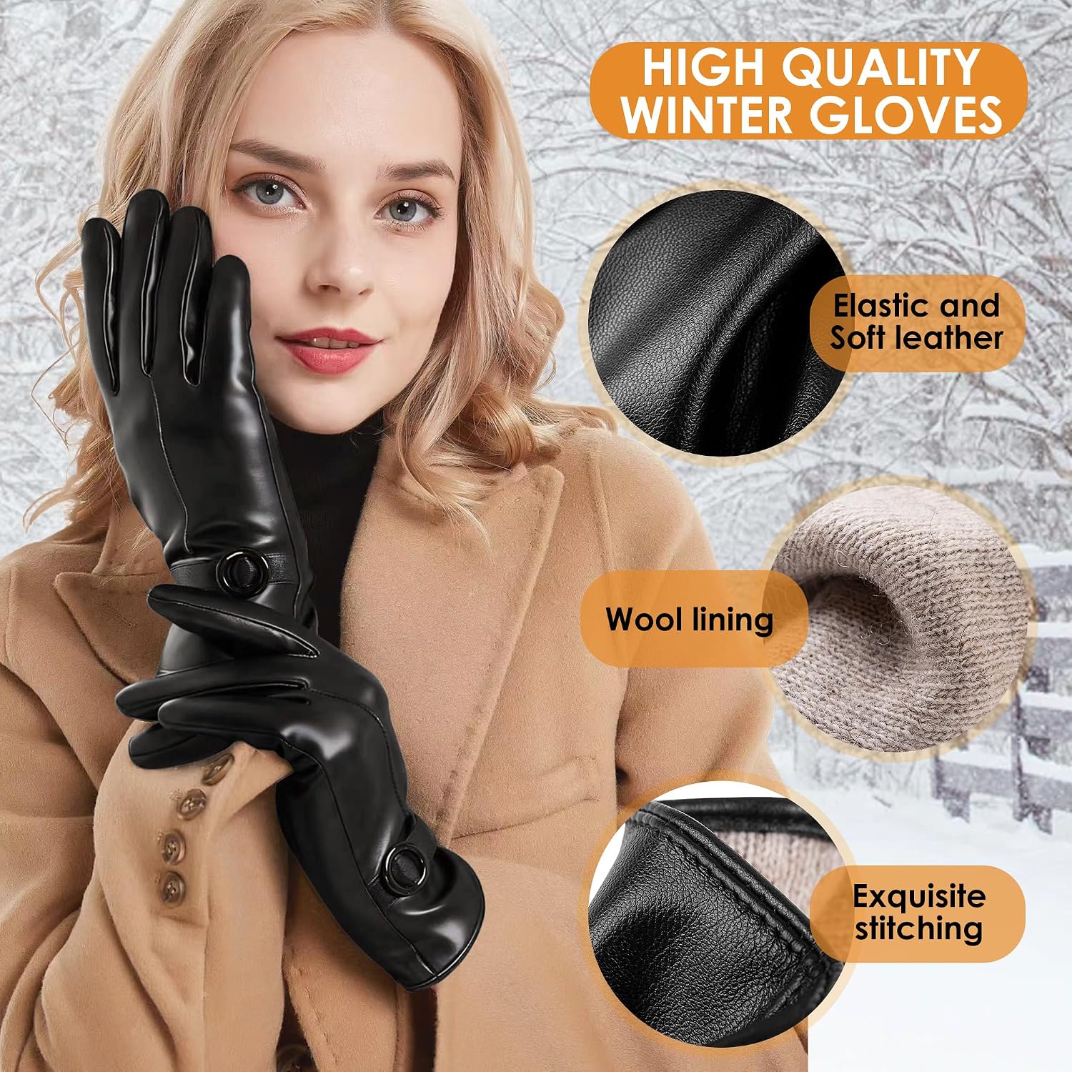 Detalle de Dsane Women's Winter Gloves, Cashmere-Lined
