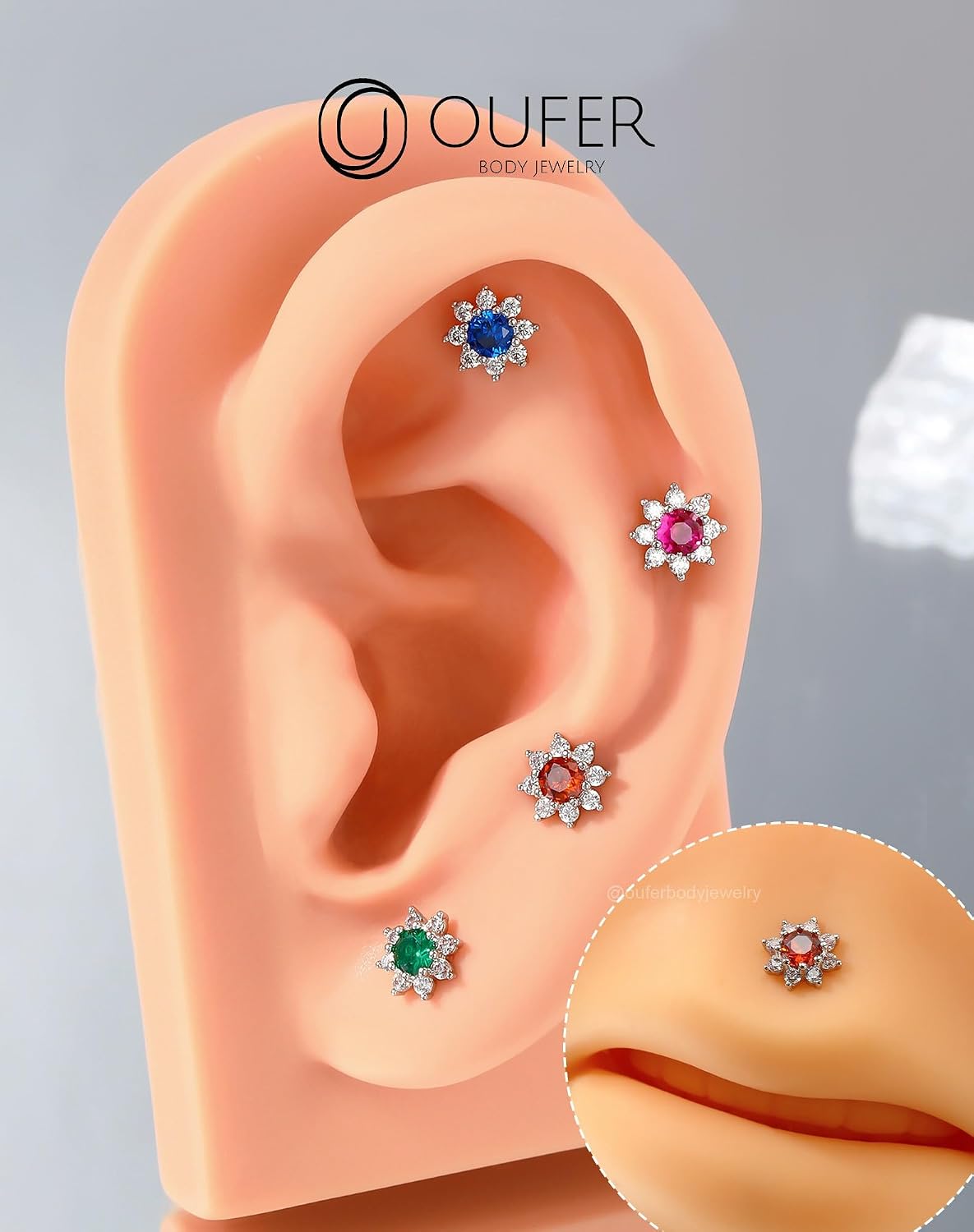 Thumbnail 4 de OUFER 16G Helix piercing 316L CZ Blu
