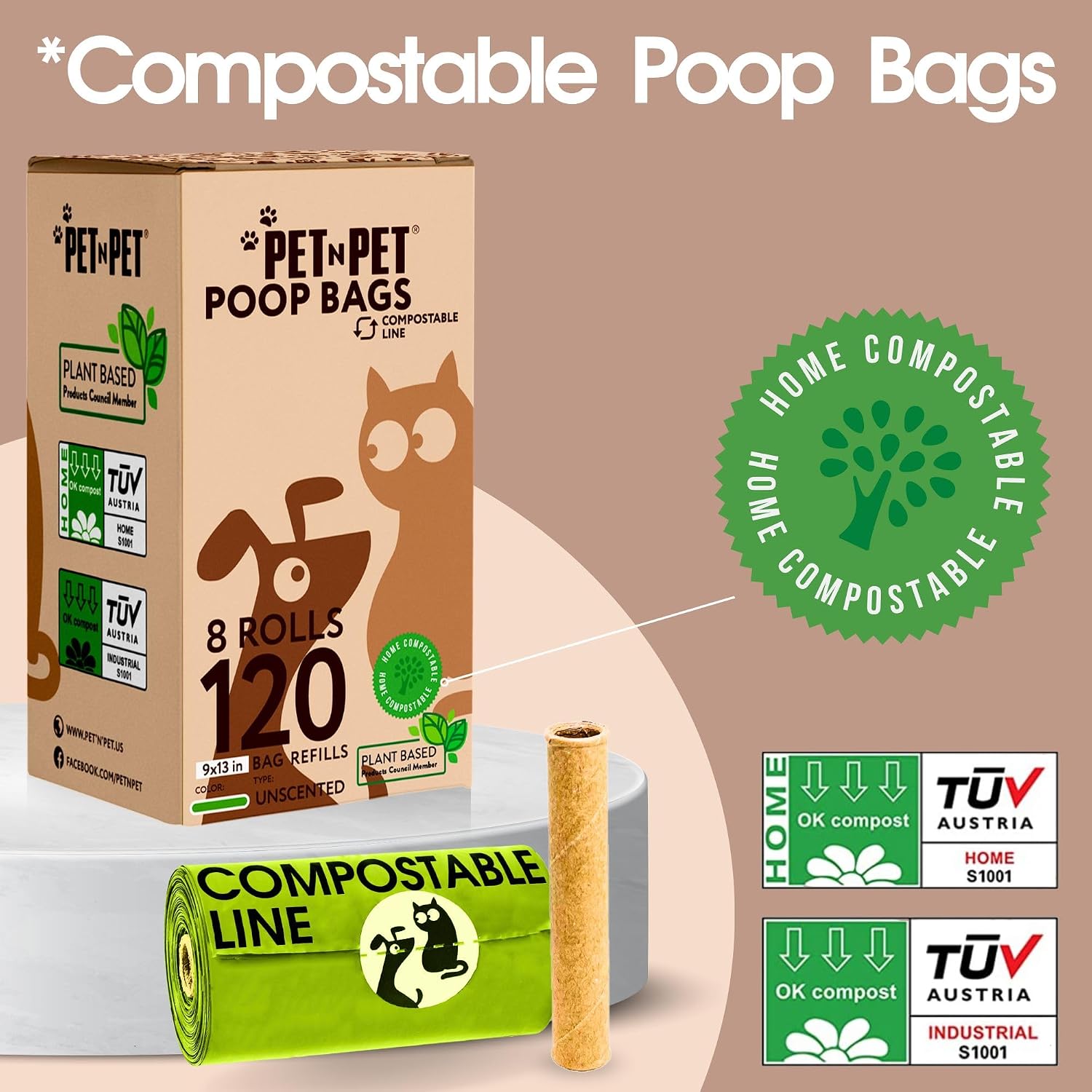 Detalle 2 de PET N PET Compostable Dog Poo Bags 120 Count
