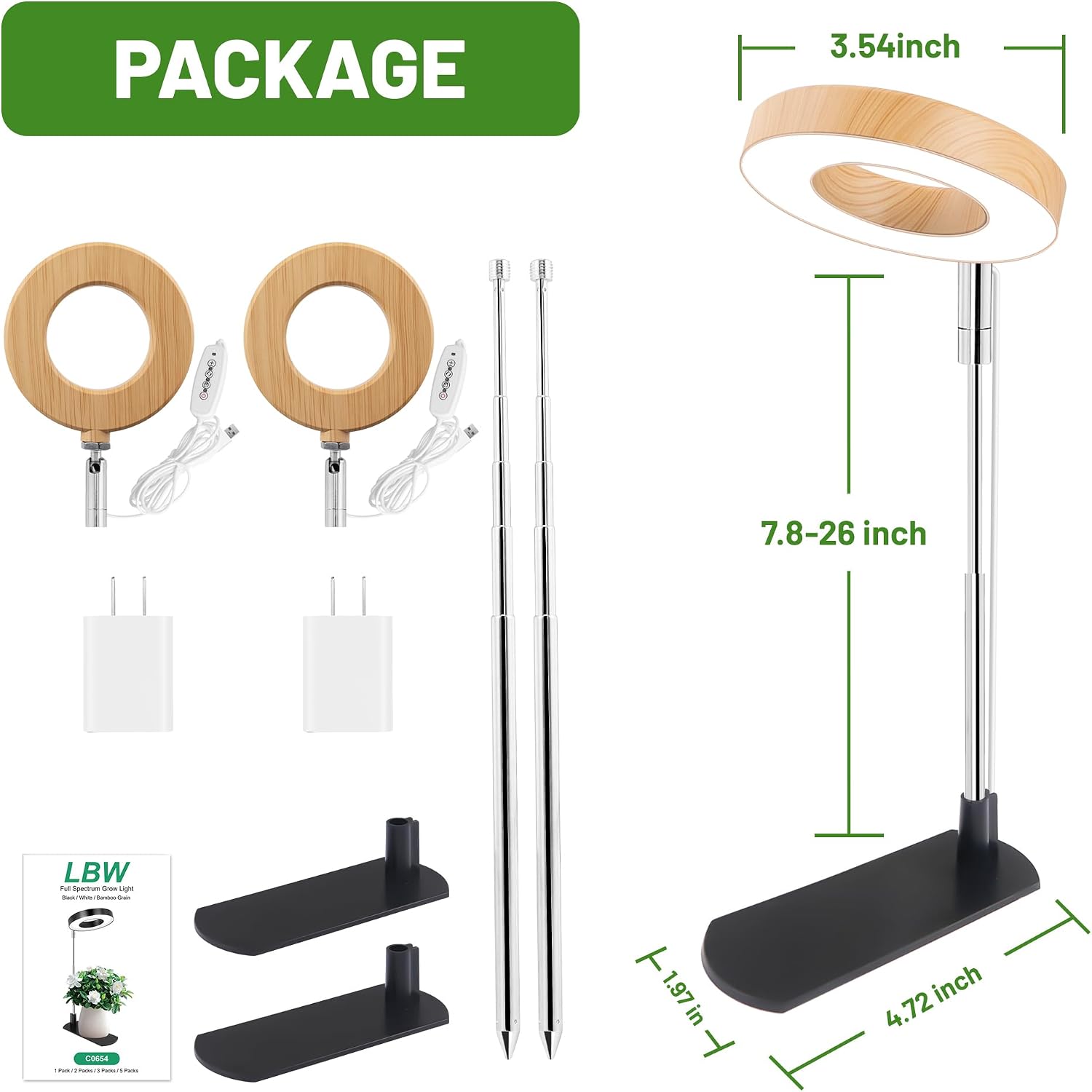 Thumbnail 6 de LBW A0264 2-Pack Full-Spectrum Grow Lights, 48 LEDs, Adjustable Height