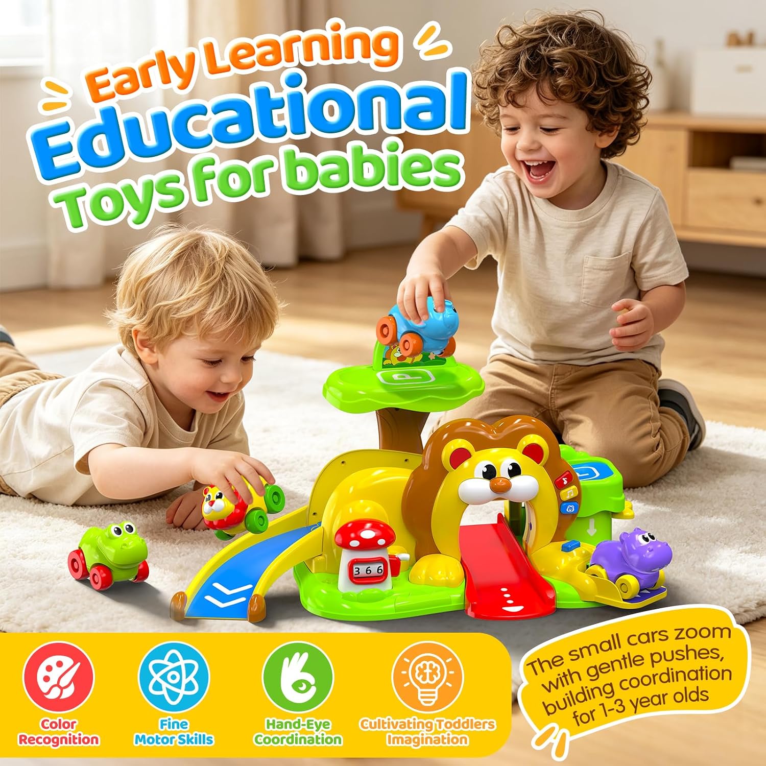 Detalle de Toddler Race Track Toy with 4 Animal Cars