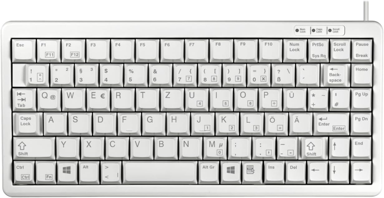 Detalle de CHERRY G84-4100LCMDE-0 – kompaktowa klawiatura QWERTZ z przełącznikami ML