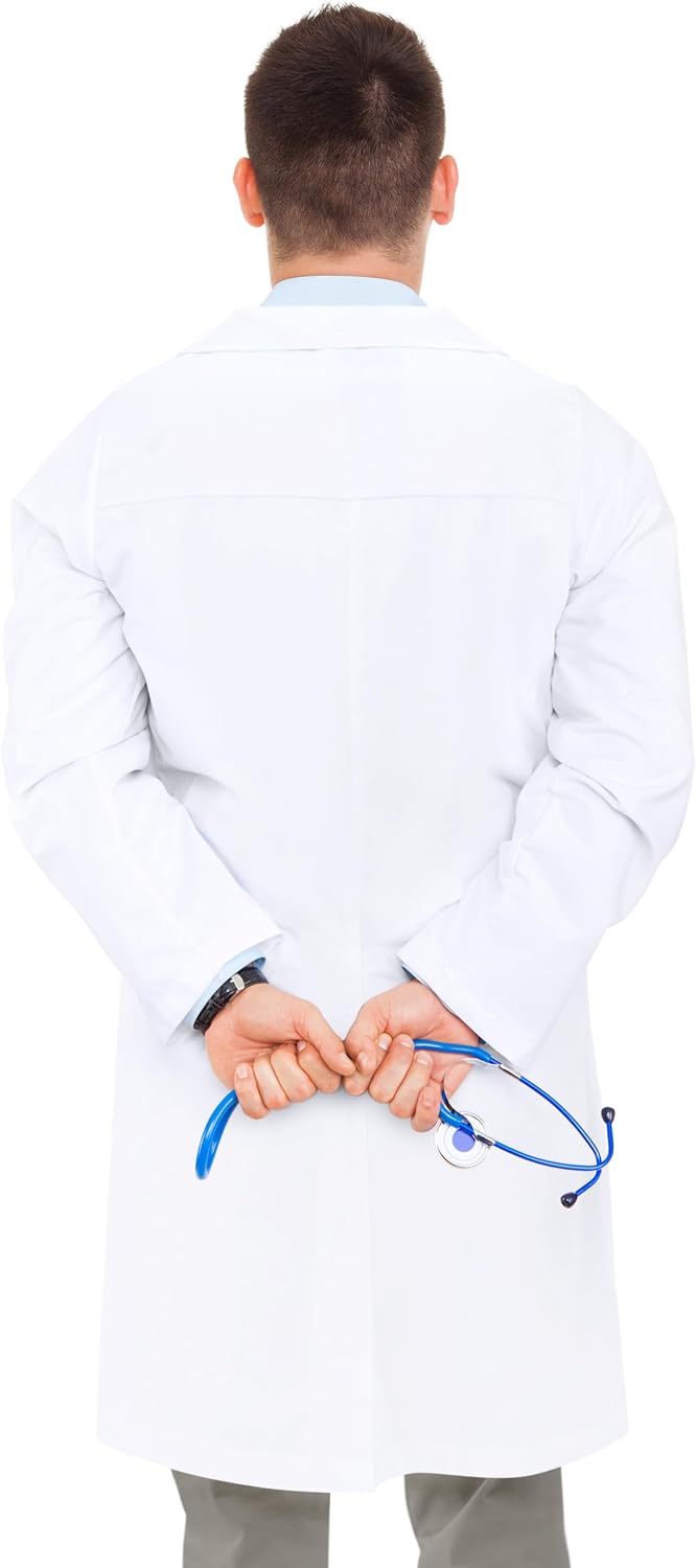 Detalle 2 de NY Threads labcoat men White Men's Lab Coat with 3 Pockets and Side-Slit Access