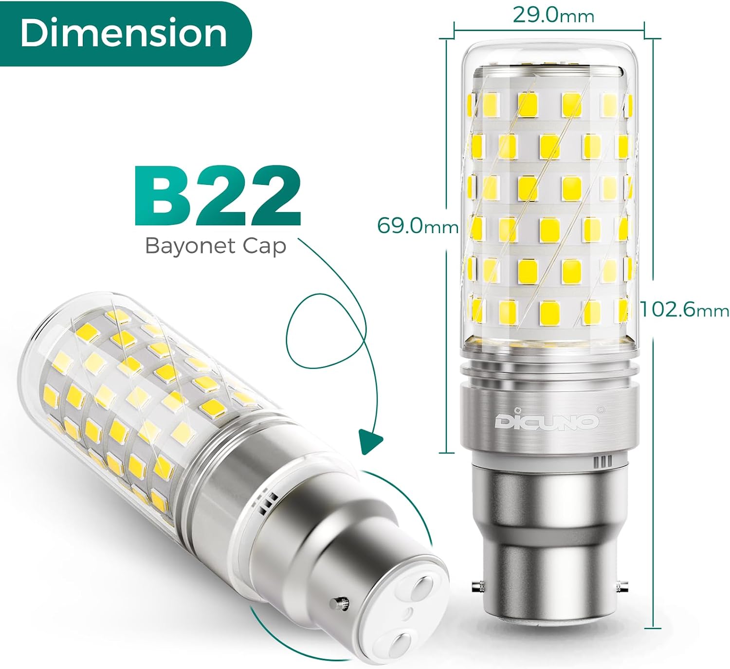 Detalle 2 de DiCUNO B22 LED Bulb 10W Cool White 6000K