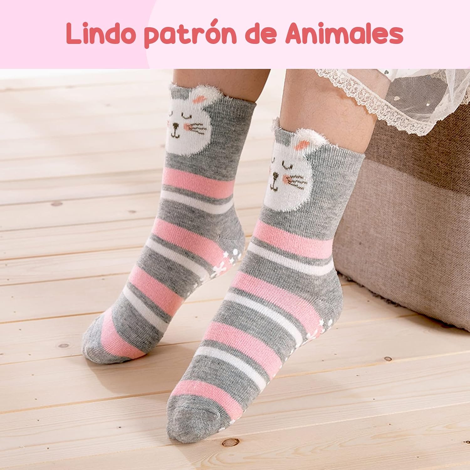 Thumbnail 2 de PUTUO Calcetines Antideslizantes Niñas 5 pares