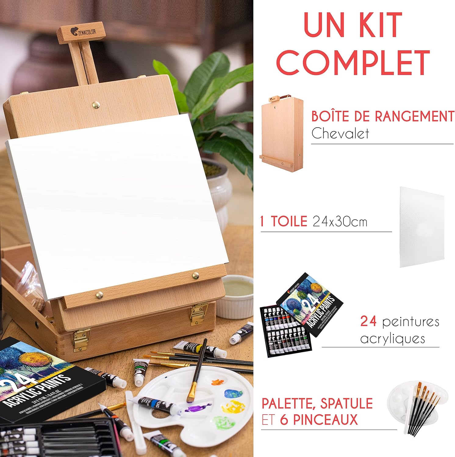 Detalle 2 de Chevalet Peinture 34 pièces 🎨