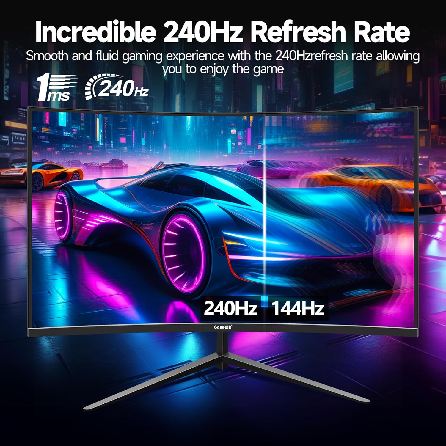 Thumbnail 2 de Gawfolk 32 Inch Curved Gaming Monitor 240Hz
