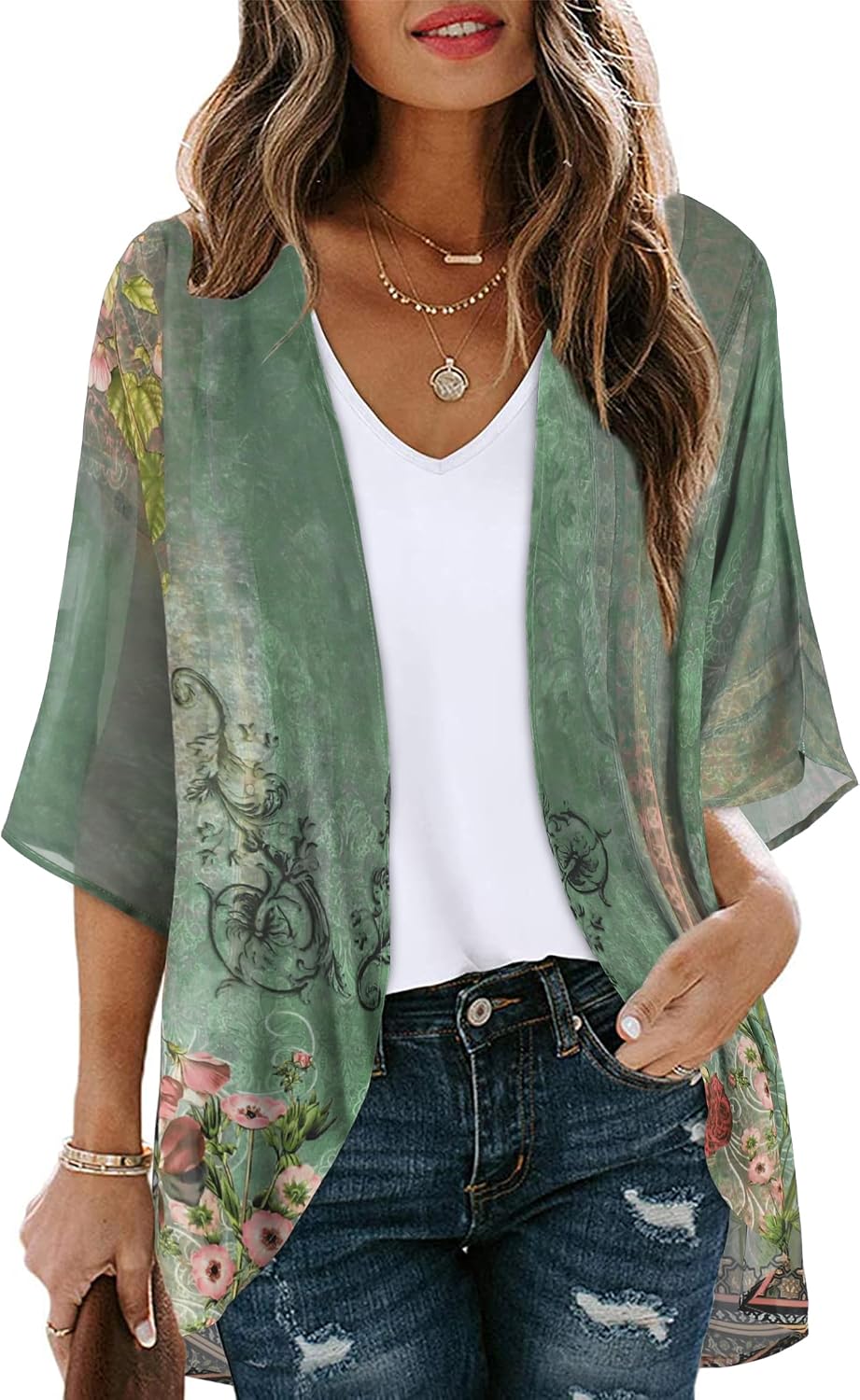 CHICGAL Floral Kimono Cardigan for Women