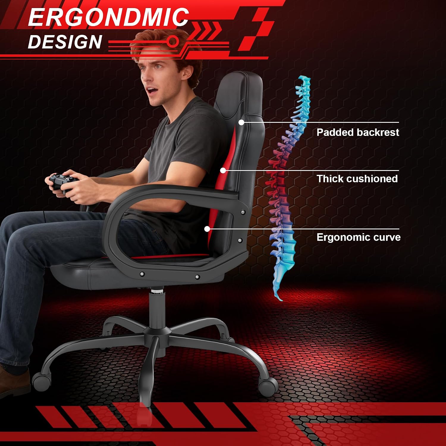 Detalle 2 de Solviva Gaming Chair, PU Leather