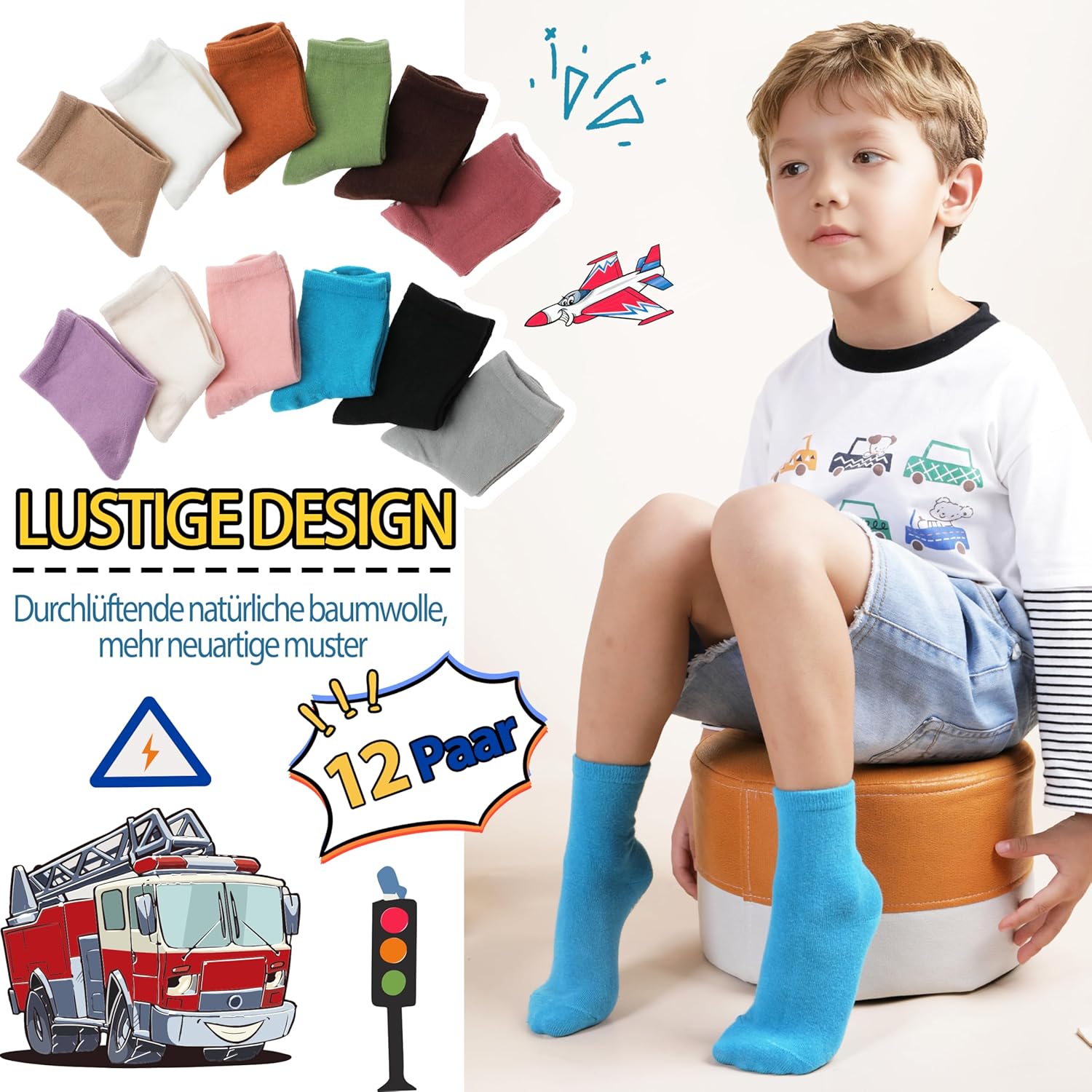 Detalle de Welwoos Stoppersocken Kinder 12 Paare 👣