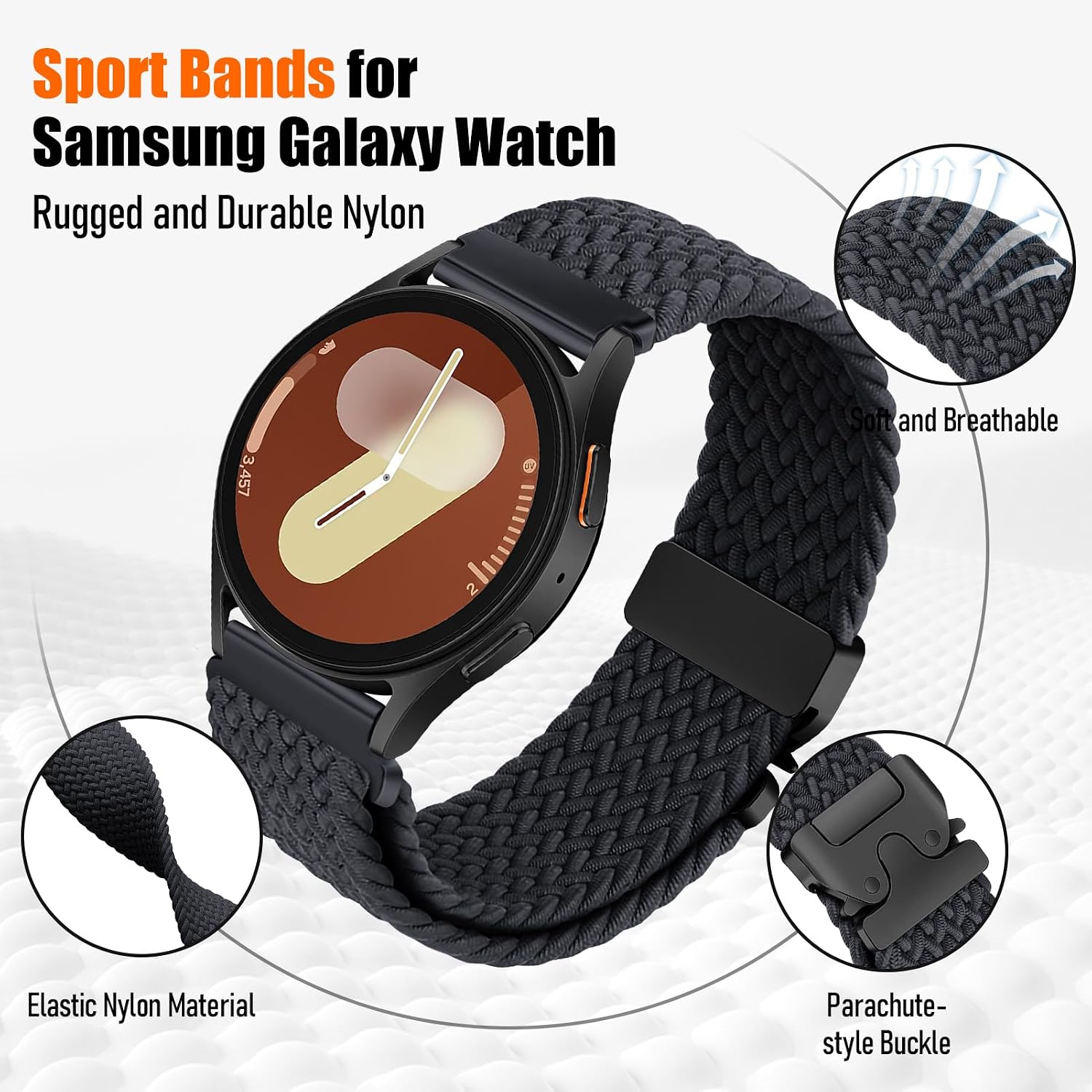 Detalle de 20mm braided nylon watch strap for Samsung