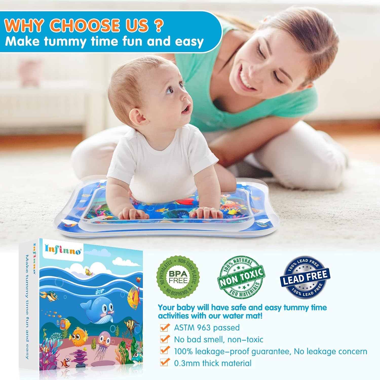 Thumbnail 4 de Infinno Inflatable Tummy Time Mat for 3–24 Months