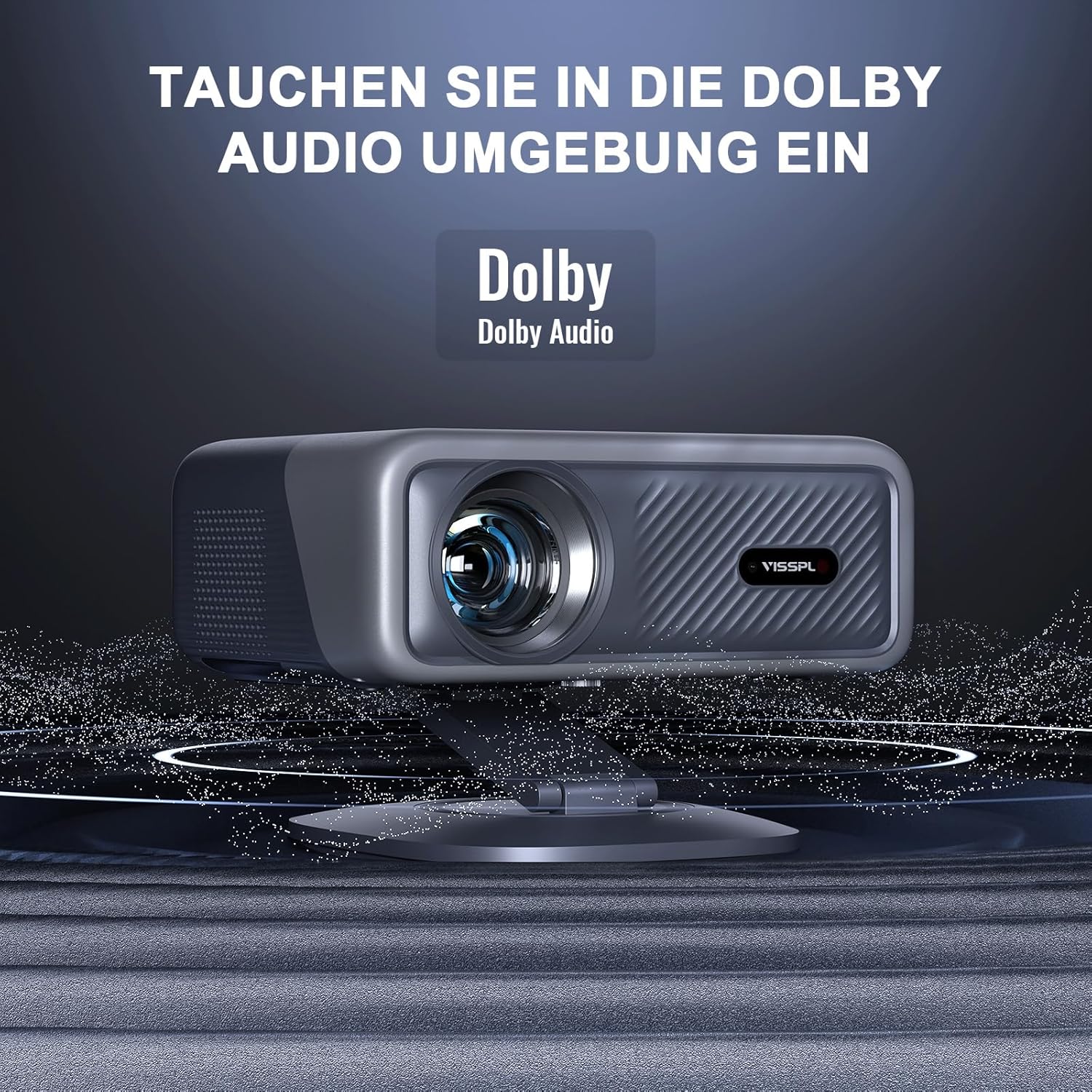 Detalle de Smart Beamer 4K VISSP 4200 ANSI – Netflix-fähig, Dolby Audio, Autofokus und 360° Stativ