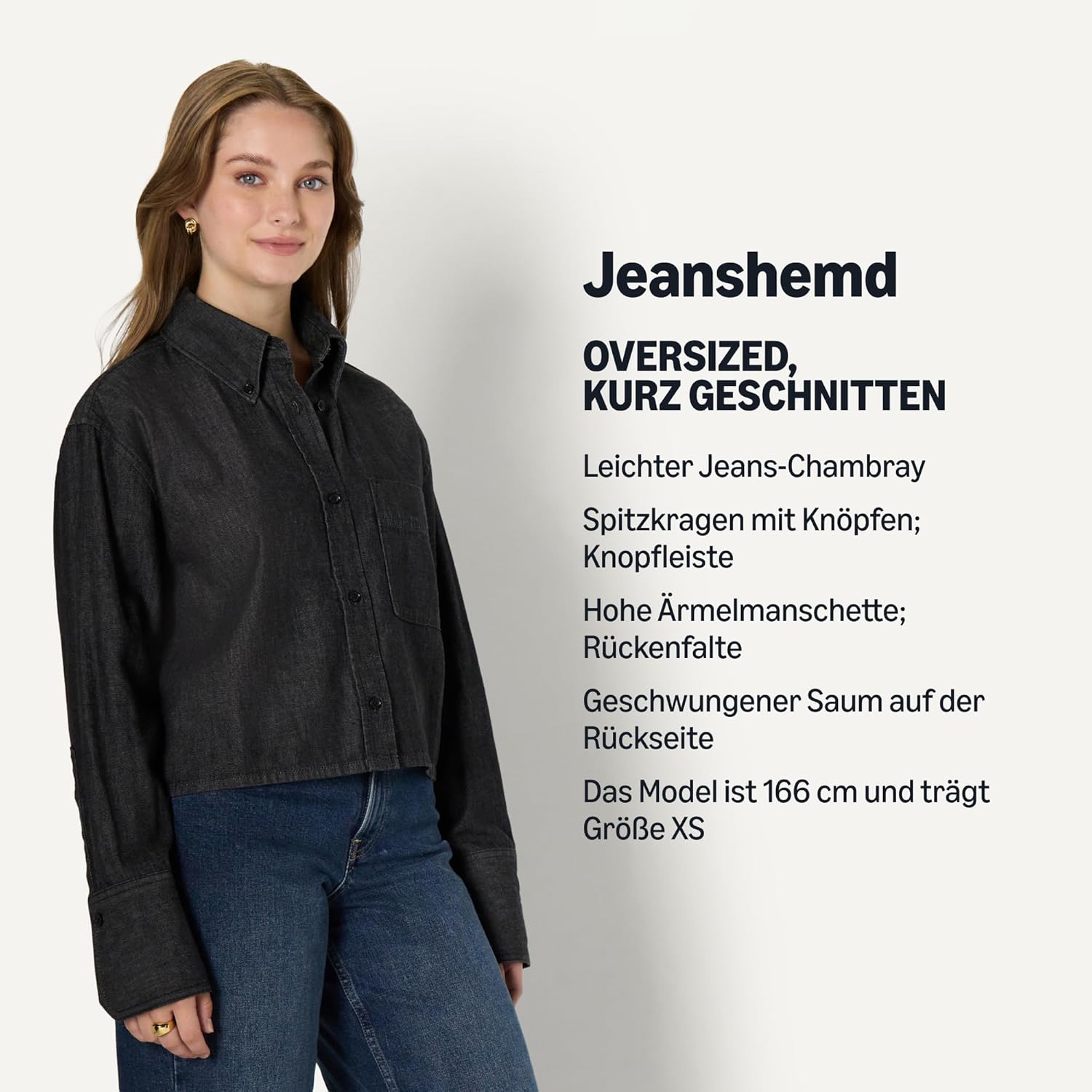 Thumbnail 3 de Amazon Essentials Damen kurzes Jeanshemd (Übergroß, knöpfbar, Denim-Chambray)