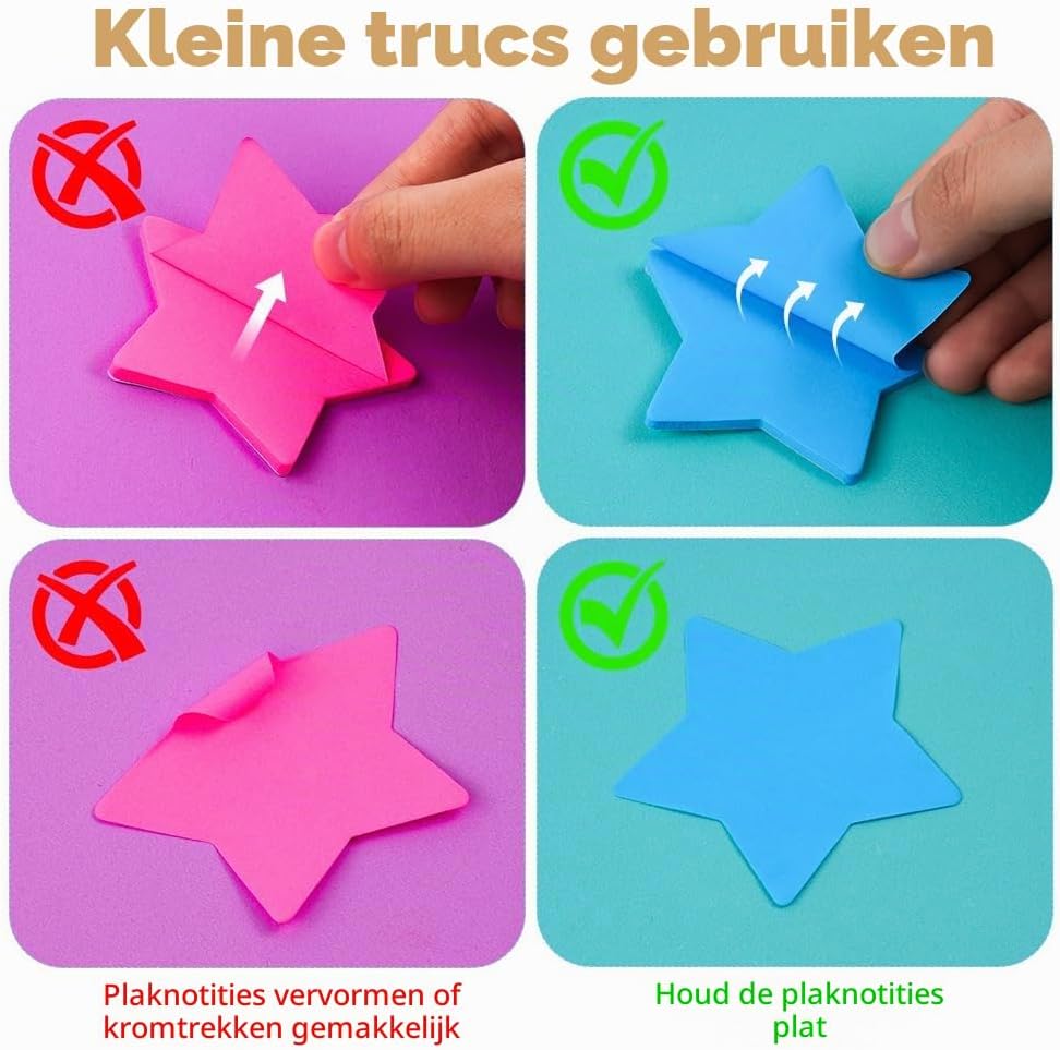 Detalle de AUAUY 5411015 stervormige plakbriefjes, 240 vellen in 8 kleuren