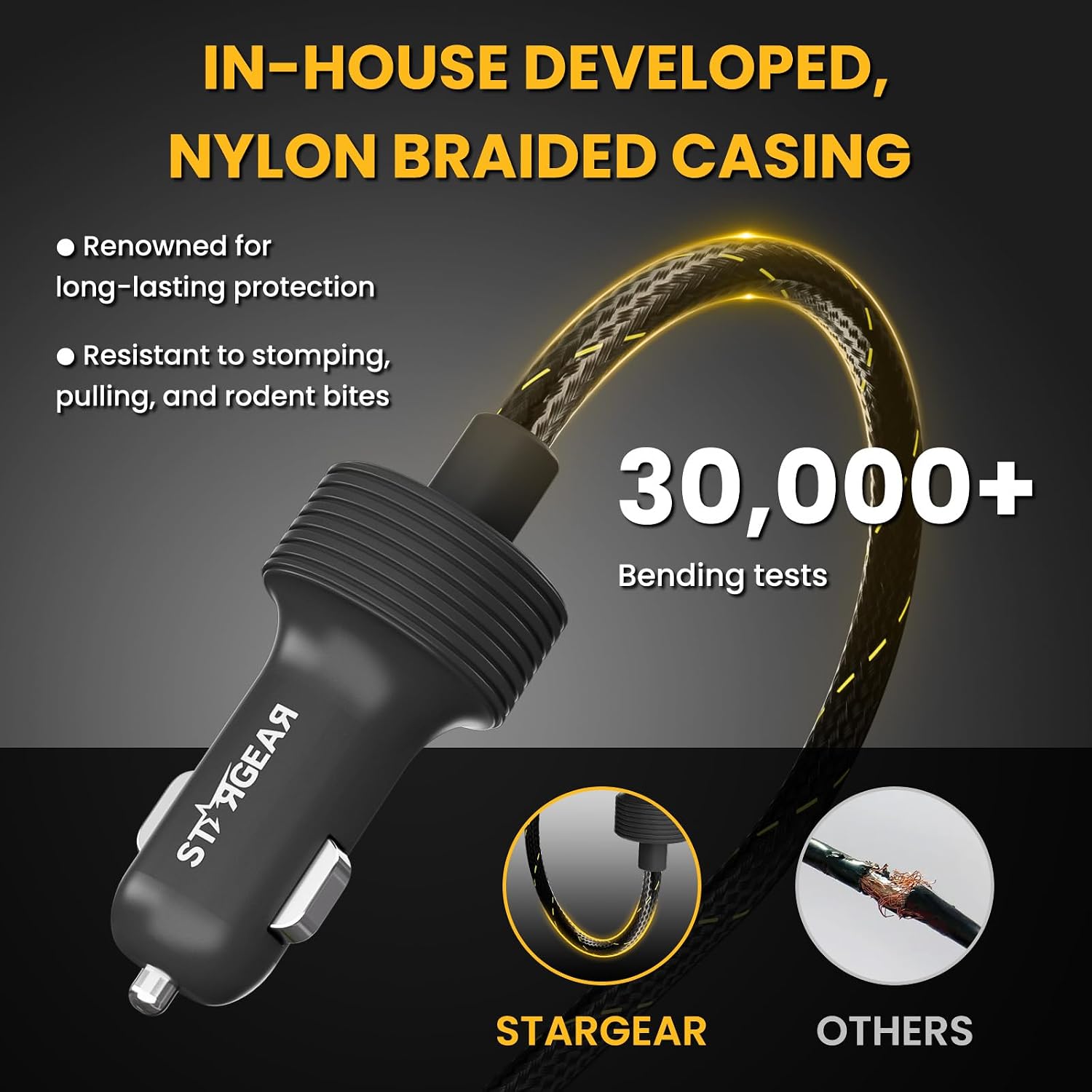 Thumbnail 2 de STARGEAR Starlink Mini Cable 12V Power Cable 5M/16.4FT – Braided, Waterproof Car Charger Adapter