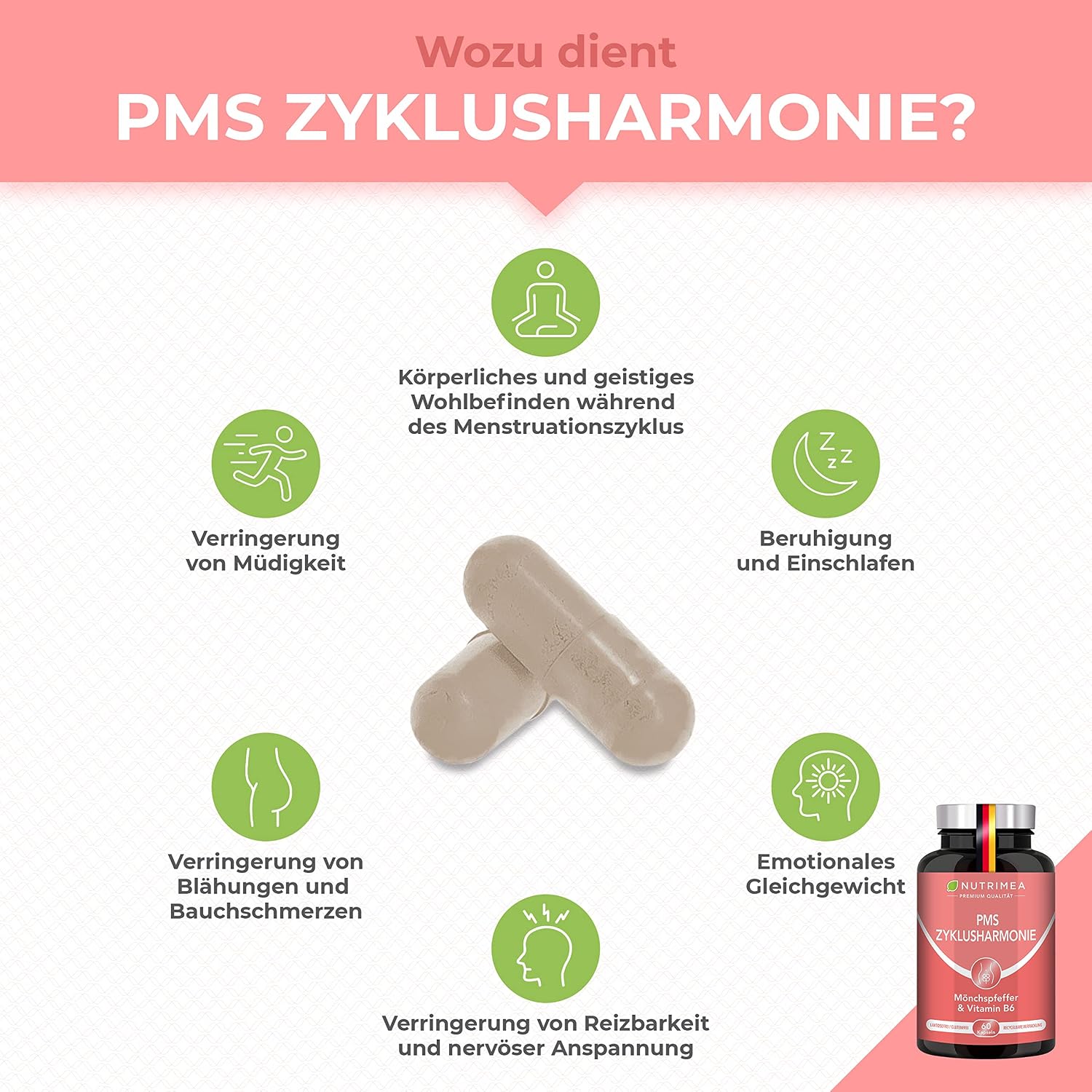 Detalle 2 de Nutrimea PMS ZYKLUSHARMONIE 60 Kapseln 💊