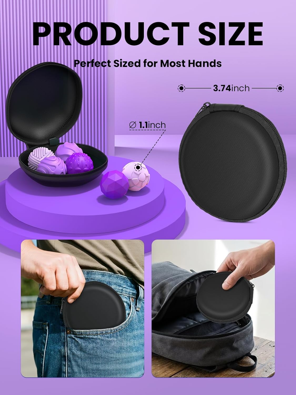 Thumbnail 5 de UZAHSK Silicone Magnetic Fidget Balls for Adults – 6Pcs (Geometric Purple)