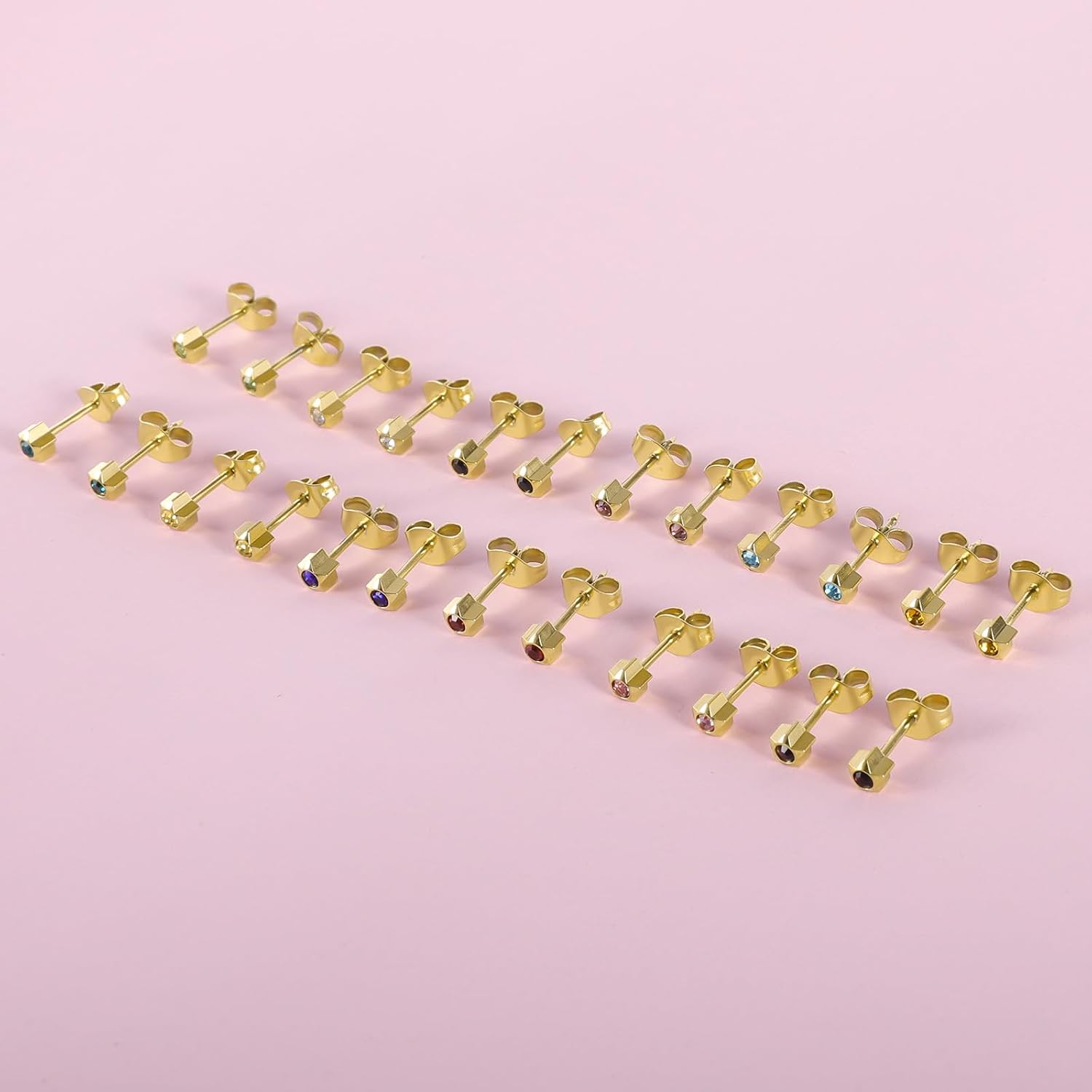Detalle 2 de 12 Paar Ohrpiercing Ohrstecker Set vergoldet