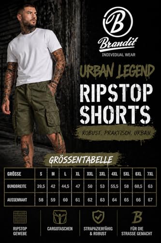 Detalle de Brandit Herren Urban Legend Shorts Cargos RS New Black 3XL