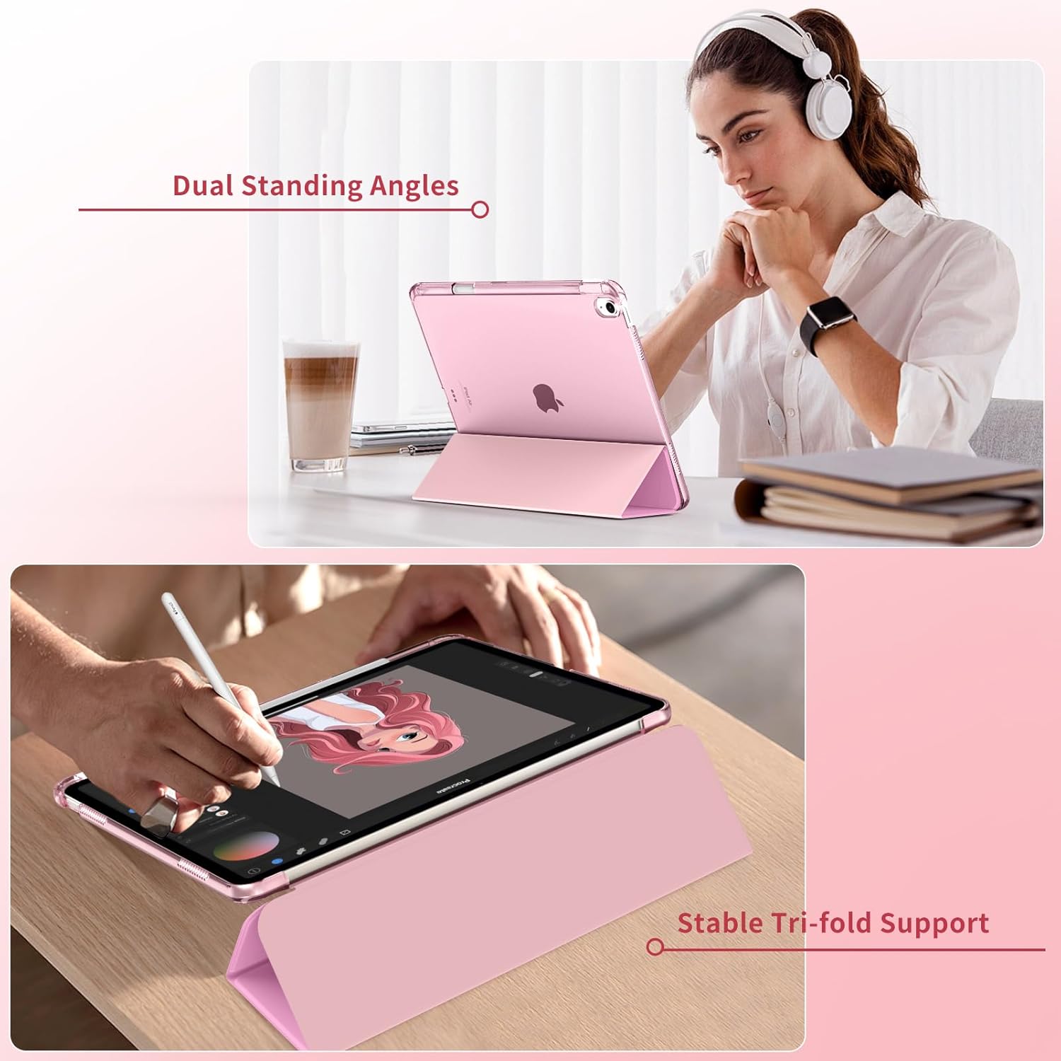 Thumbnail 3 de MoKo for iPad Air 13-Inch Case (M4/M3/M2) with Pencil Holder – Pink