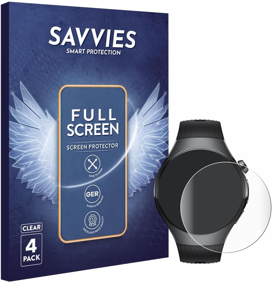 Thumbnail 1 de Savvies 4 Pack Full-Screen Protection Film for Huawei Watch 5 (46 mm) – Edge-to-Edge, 3D Protection