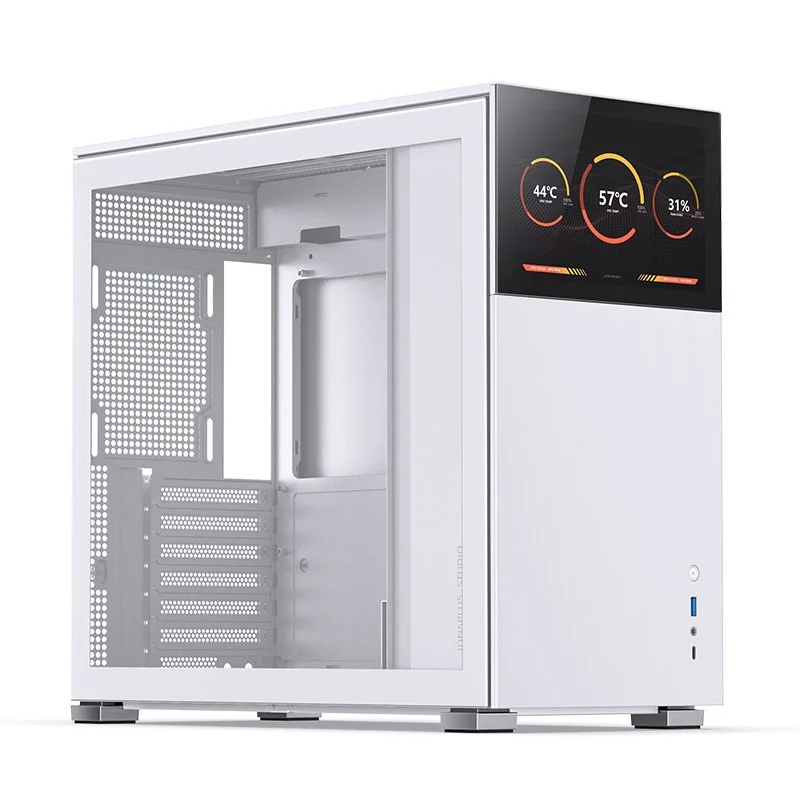 Detalle de Jonsbo D41 STD Cristal templado USB 3.2 con pantalla blanca