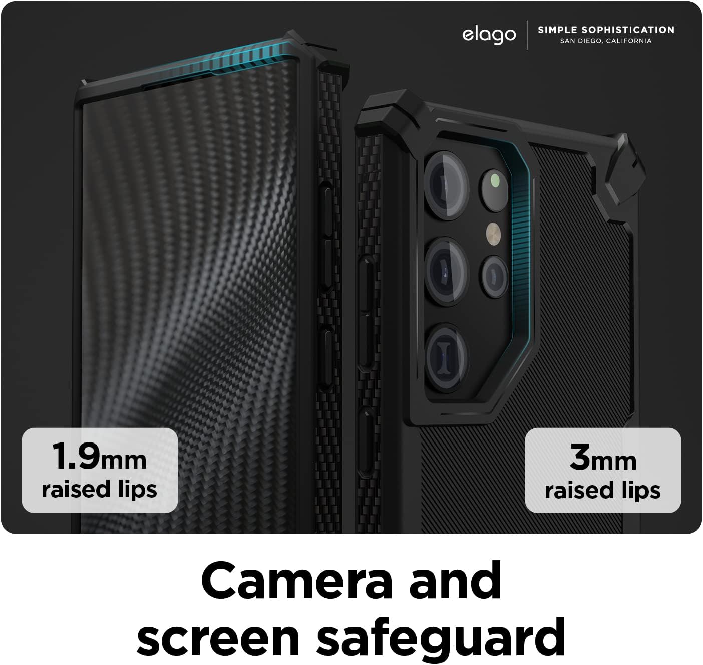 Thumbnail 5 de elago Armour Case for Samsung Galaxy S22 Ultra (6.8") – rugged TPU shockproof cover, black carbon-fibre texture