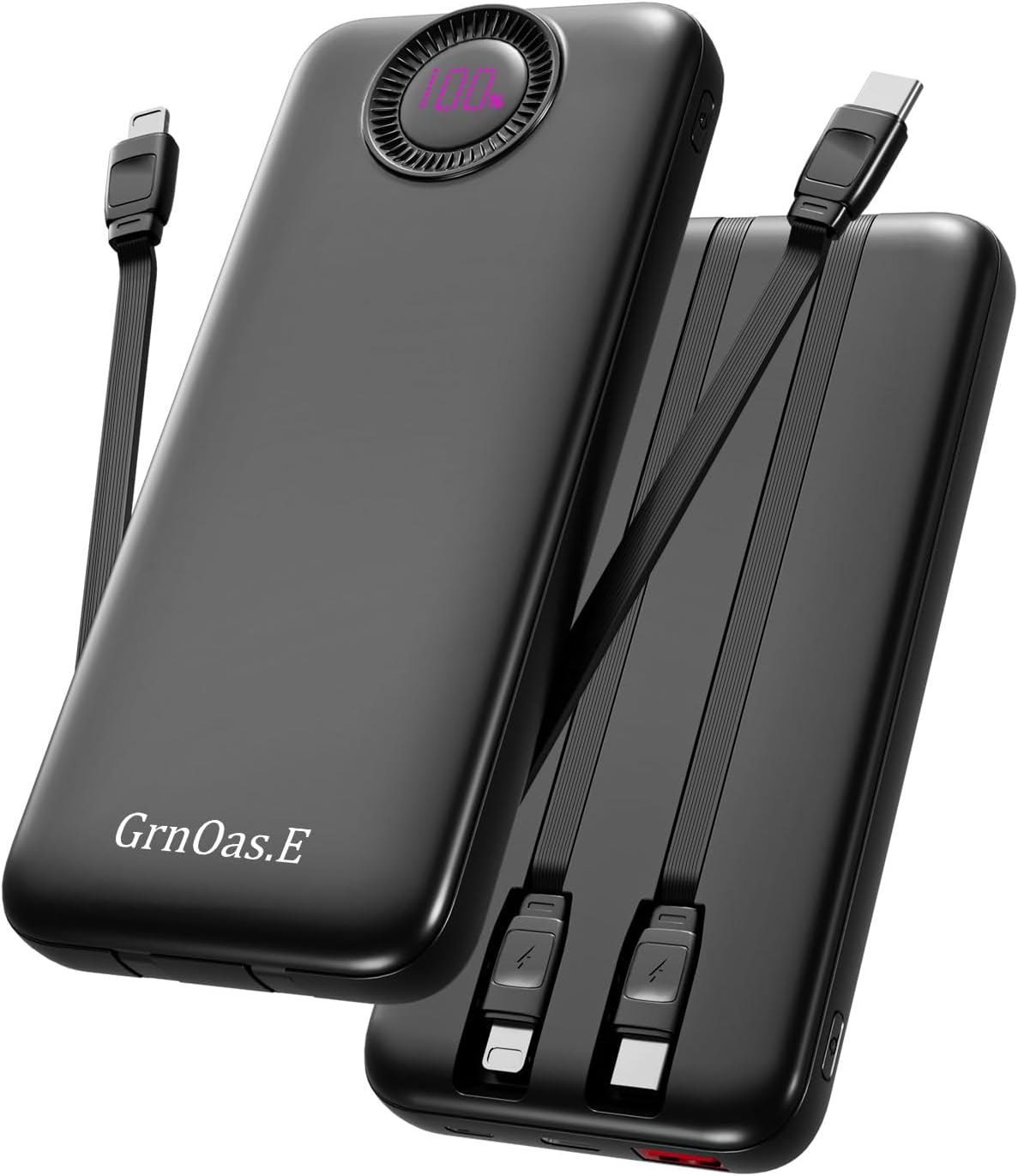 Detalle de GrnOas.E K51-26-F 10,000mAh 22.5W Power Bank with Built-In Cables