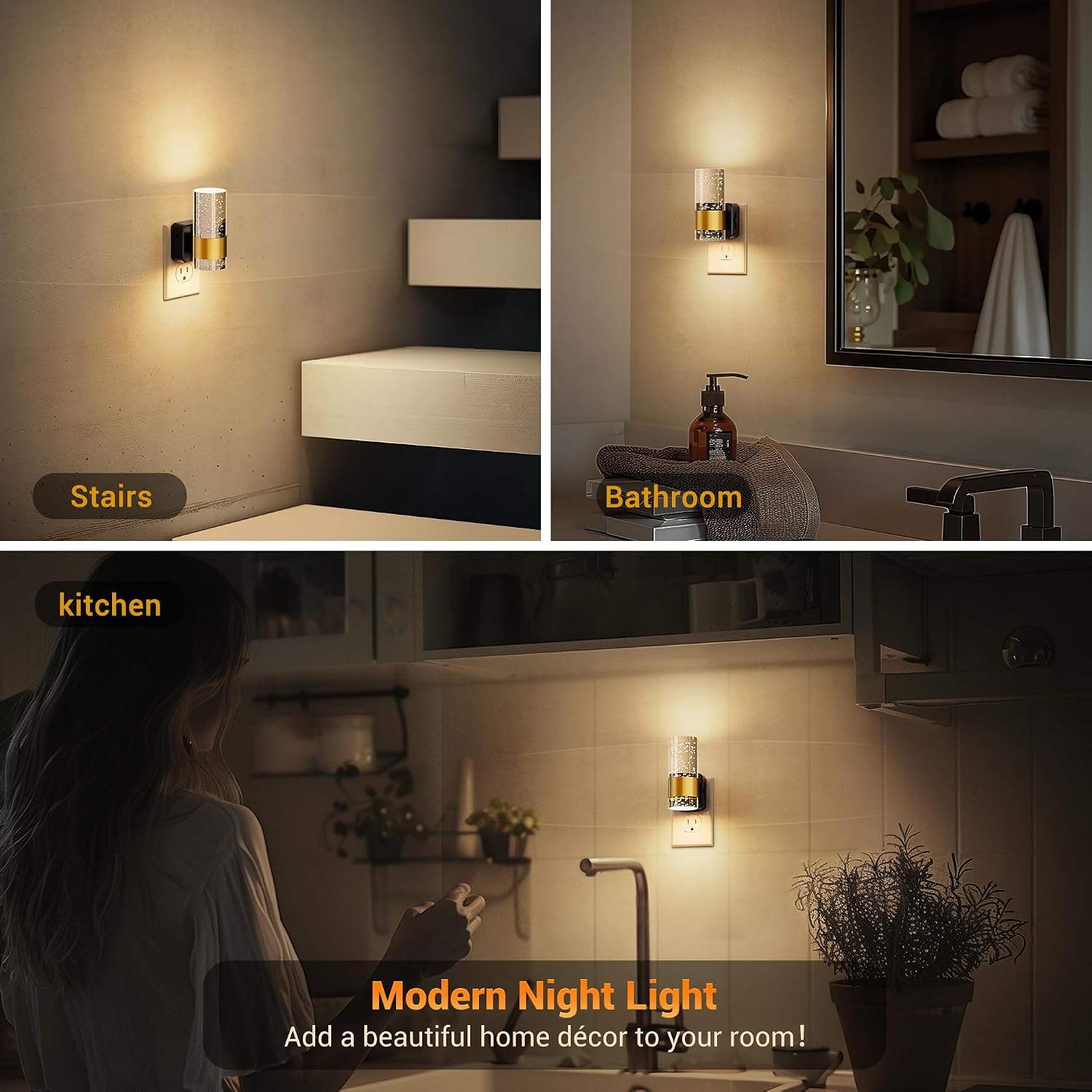 Detalle 2 de JandCase C-GY19702US-2 Plug-In LED Night Lights, 2-Pack, 3000K, Dimmable