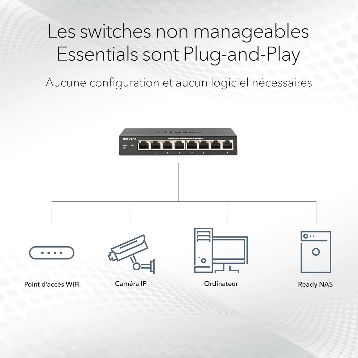 Thumbnail 1 de Netgear Switch Ethernet 24 ports PoE Gigabit GS324P avec 16 ports PoE (budget 190 W) boîtier métallique