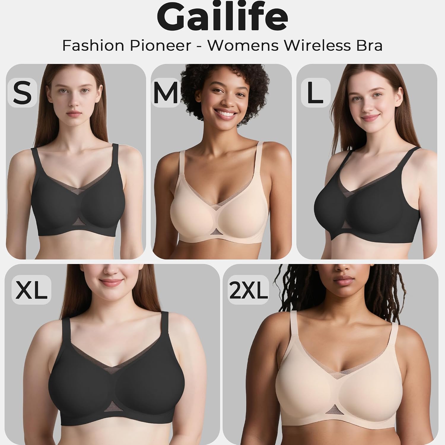 Detalle 2 de Gailife Wireless V Mesh Comfortable Bralette Bra