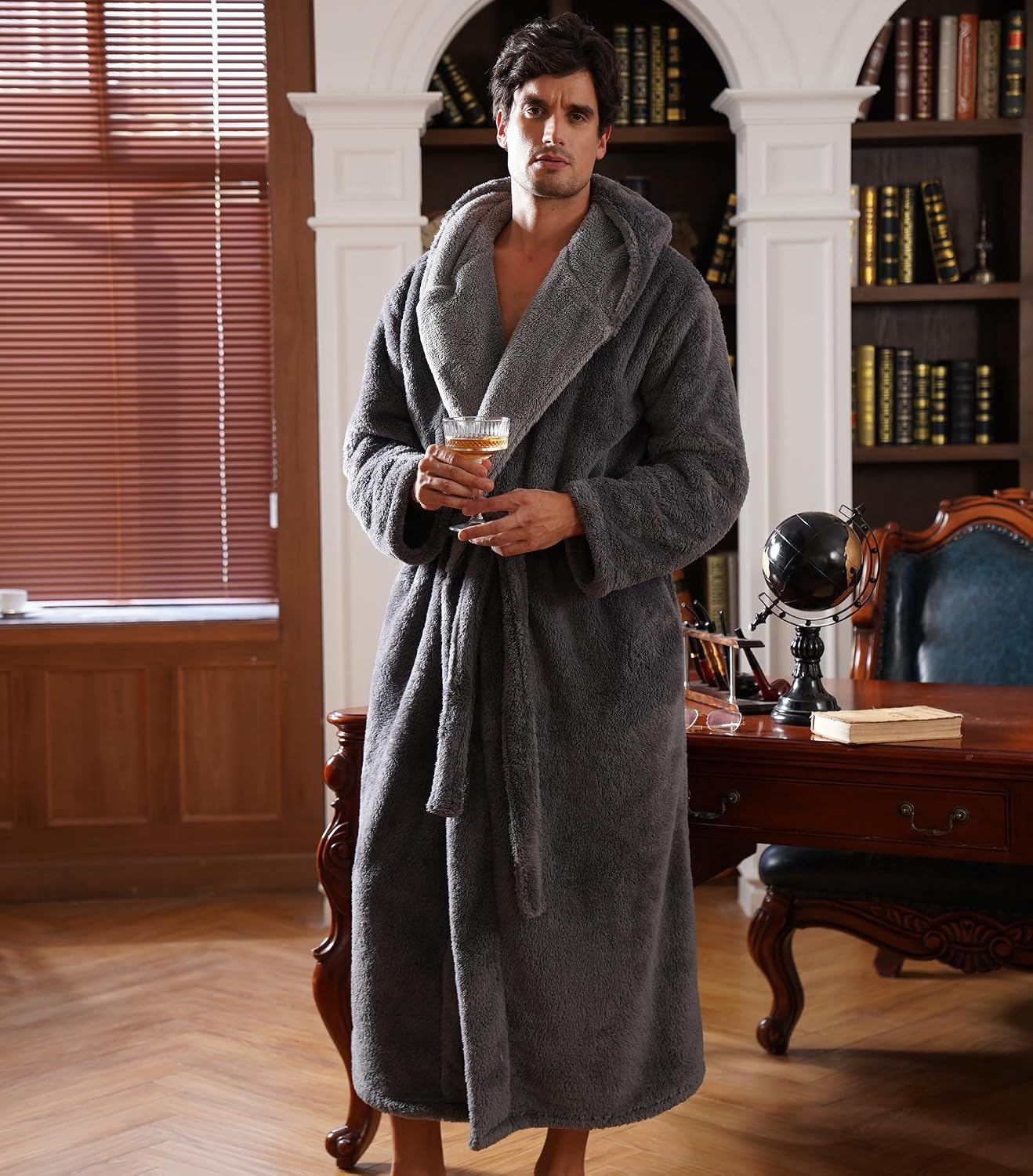 Thumbnail 6 de DAVID ARCHY Men's Full-Length Hooded Plush Fleece Bathrobe
