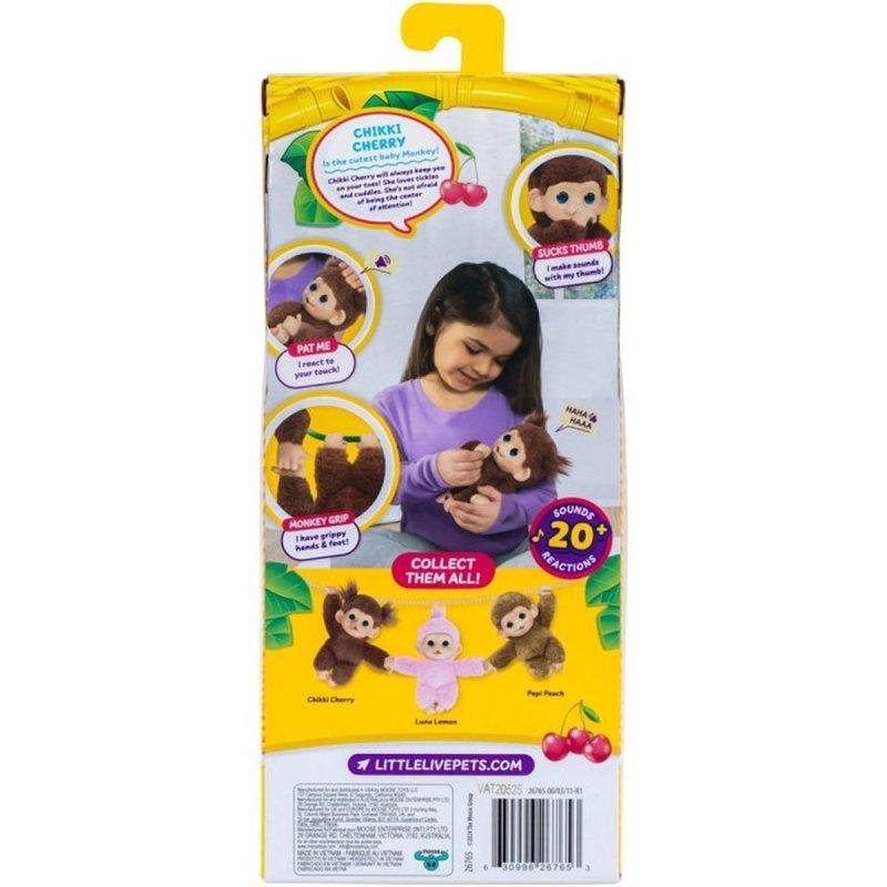 Detalle de Peluche interactivo Little Live Pets Chikki Cherry mono bebé marrón