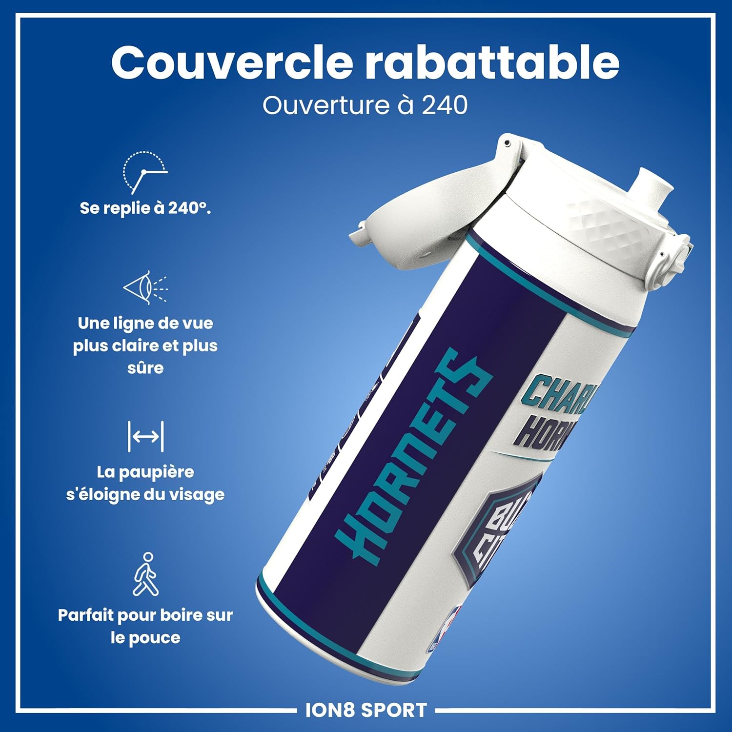Thumbnail 3 de Ion8 NBA Charlotte Hornets – Gourde Thermique 750 ml avec Paille Amovible