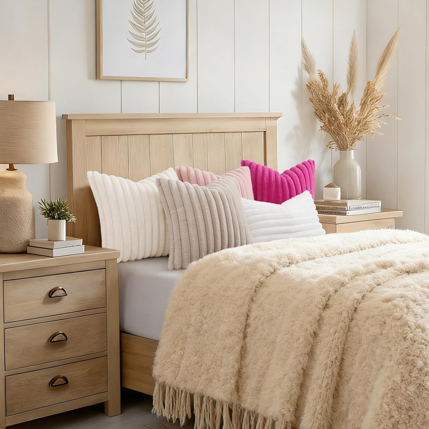 Thumbnail 5 de decorUhome Faux Fur Spring Throw Pillow Covers 18x18 set