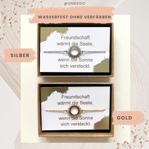 Detalle 2 de ONDEGO Sonne Freundschaftsarmband aus Edelstahl – Verstellbar, nickelfrei, Geschenkverpackung