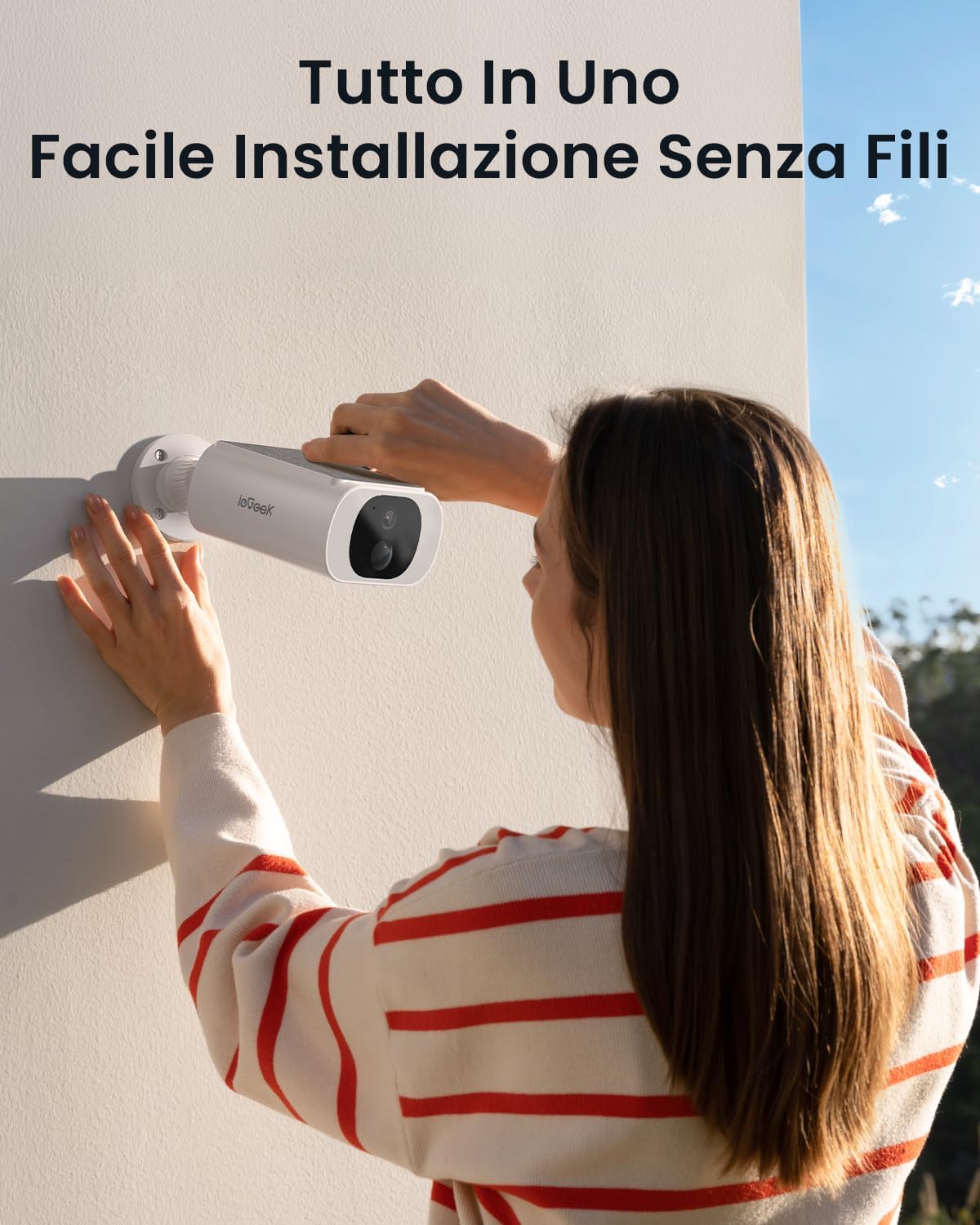 Thumbnail 2 de ieGeek Telecamera Wifi Esterno Senza Fili con Pannello Solare Incorporato – 2K, Visione Notturna a Colori, PIR, Bidirezionale