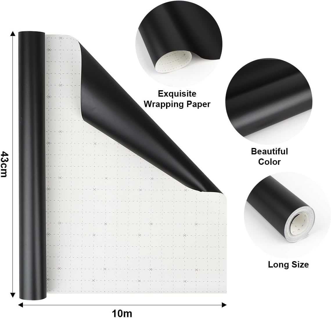 Thumbnail 1 de Black Wrapping Paper Roll 43cm x 10m