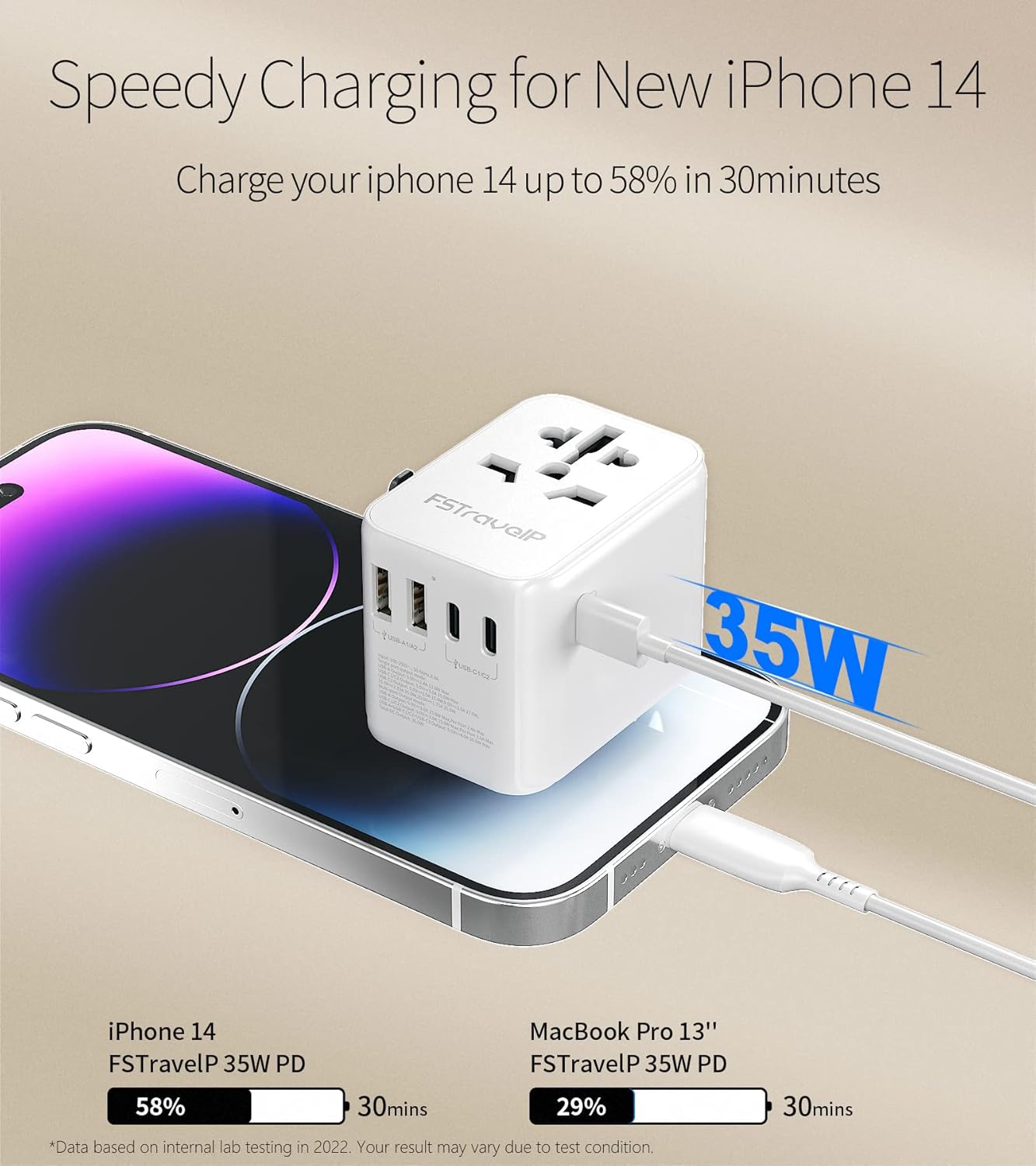 Thumbnail 1 de FSTravelP Worldwide Travel Adapter 35W USB-C PD 🔌