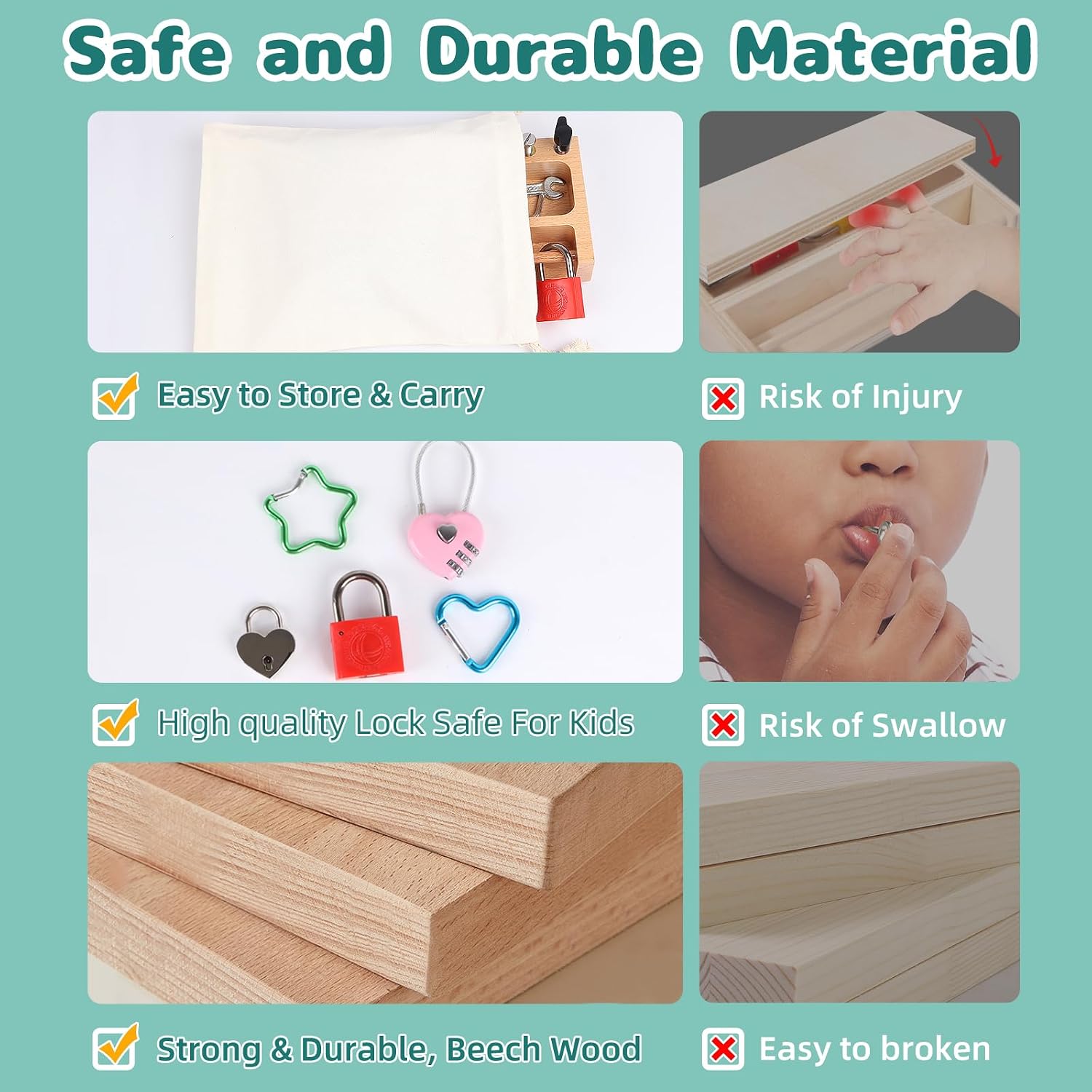 Thumbnail 4 de TOUHKAN Wooden Busy Board, Beech Wood