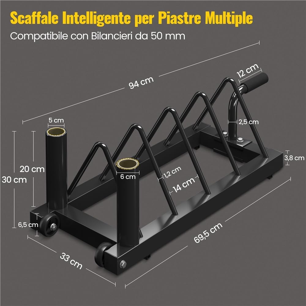 Detalle de Yaheetech Supporto per Manubrio Rack di immagazzinaggio Mobile: 4 Scomparti con Ruote