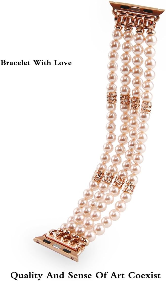 Thumbnail 3 de GEMEK Pearl Bead Apple Watch Strap (38/40/41mm) – Elastic Handmade Pink Bracelet Replacement