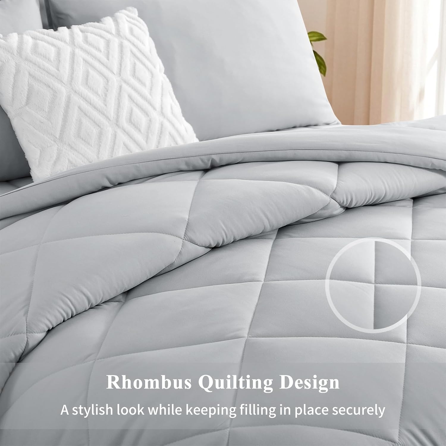 Thumbnail 5 de Aisbo Coverless Duvet King Size 10.5 Tog – 230 x 220 cm, Light Grey with 2 Pillowcases