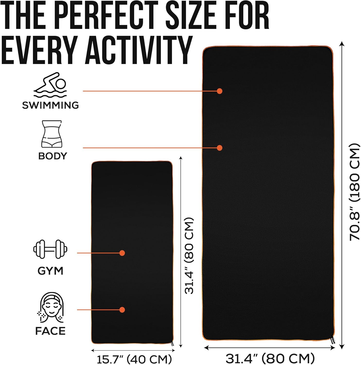 Detalle de Illusion Small Microfibre Gym Towel (40x80cm) – Quick-Dry, Lightweight Travel Towel for Active Sports