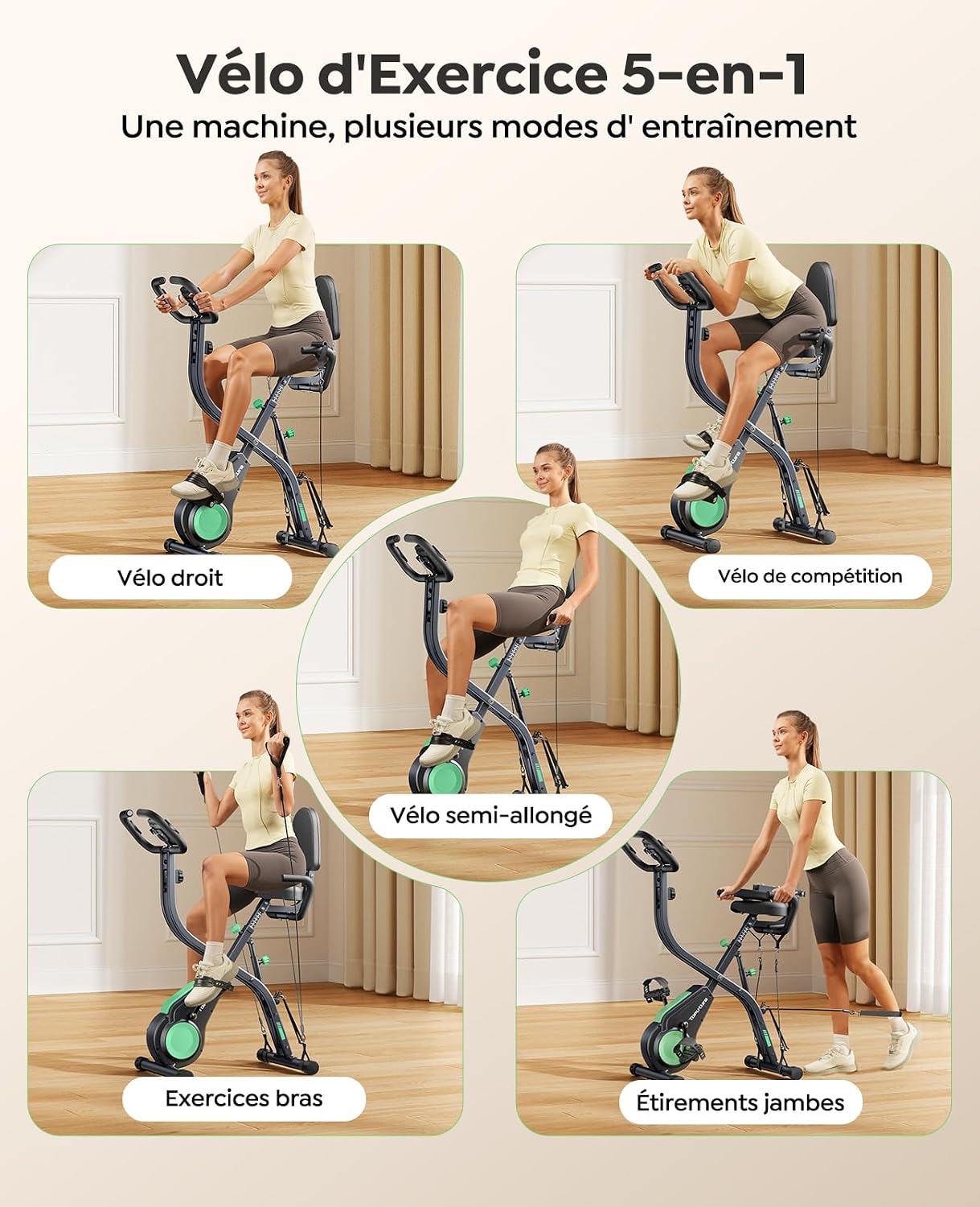 Thumbnail 4 de TOPUTURE 5-en-1 Vélo d’Appartement Pliable 140 kg
