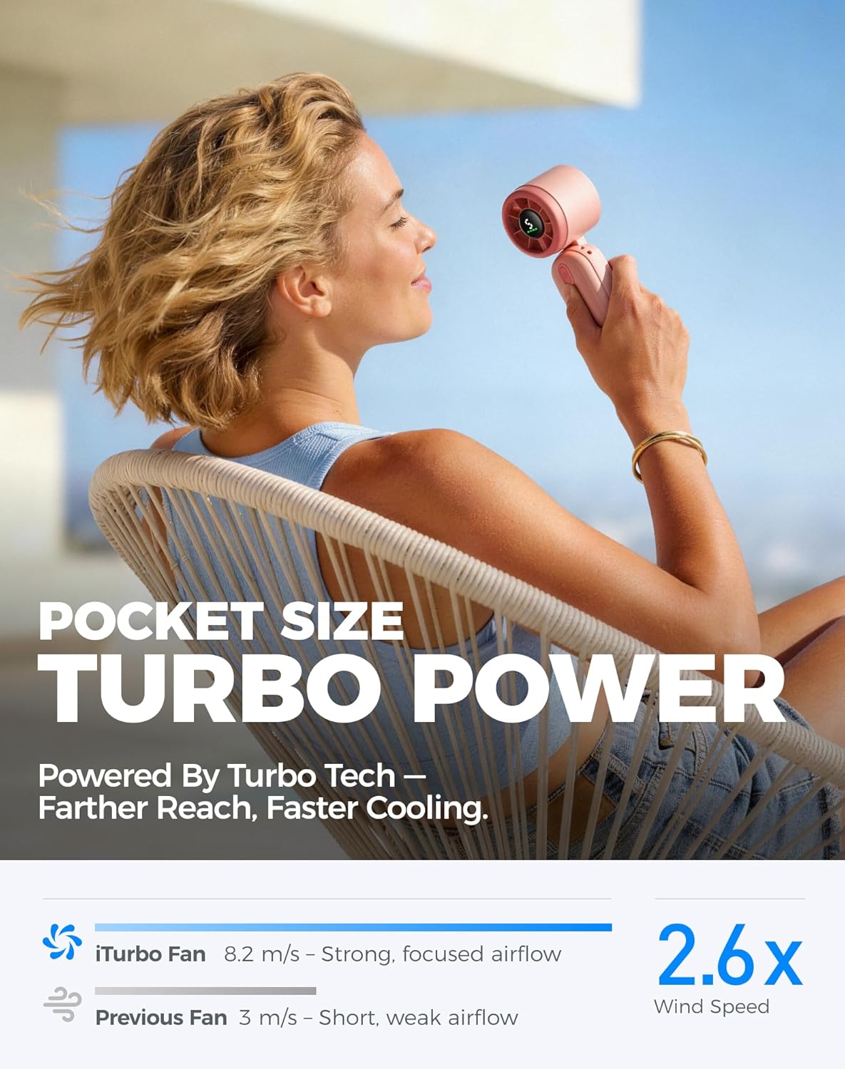 Thumbnail 1 de Diveblues iTurbo Portable Handheld Turbo Fan: 4000mAh, 5 Gear LED Display, 12 Hours of Cool