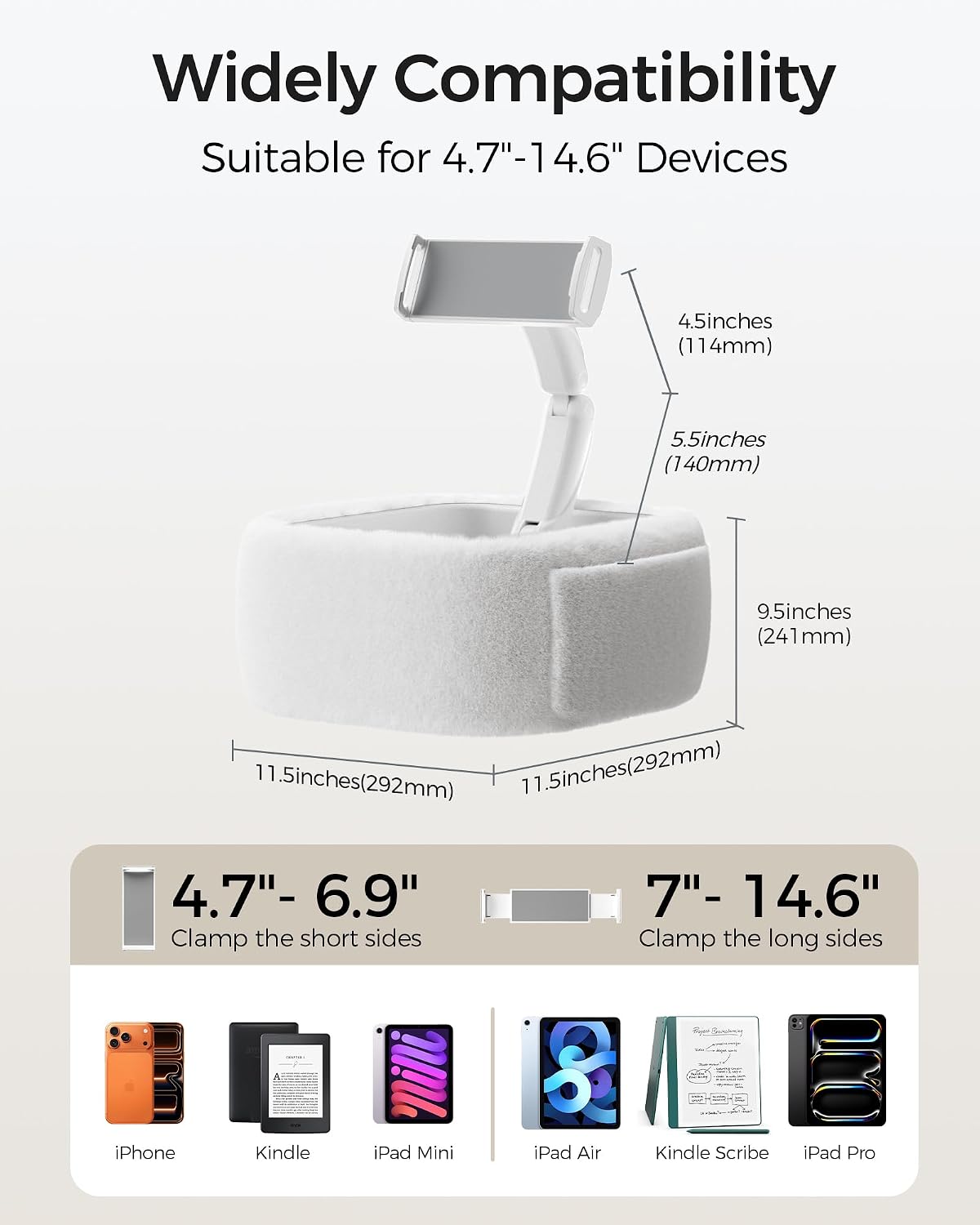 Thumbnail 6 de LULULOOK Tablet Pillow Stand for Kindle and iPad, 360° Adjustable, White